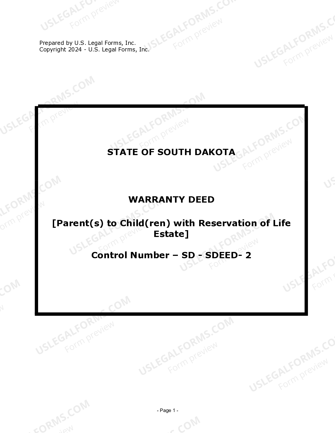 Life Estate Deed South Dakota Form US Legal Forms