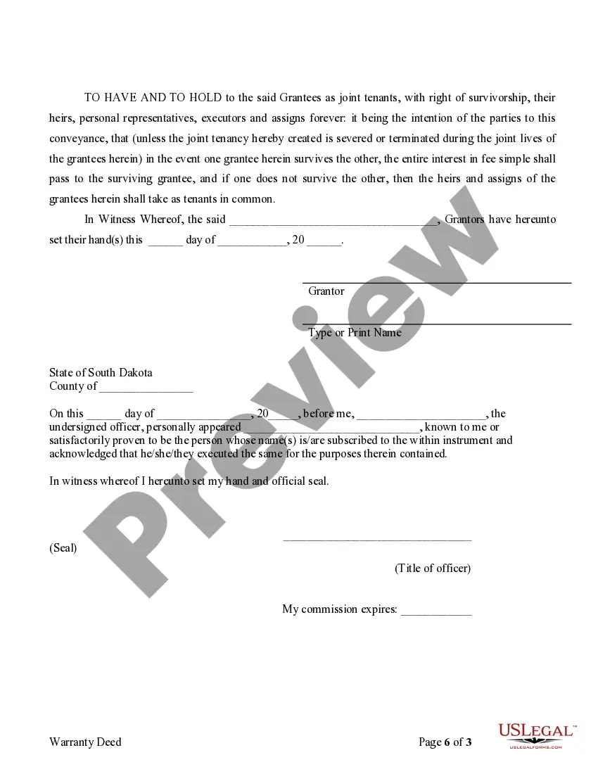 Preview Warranty Deed to Separate Property of One Spouse to Both Spouses as Joint Tenants