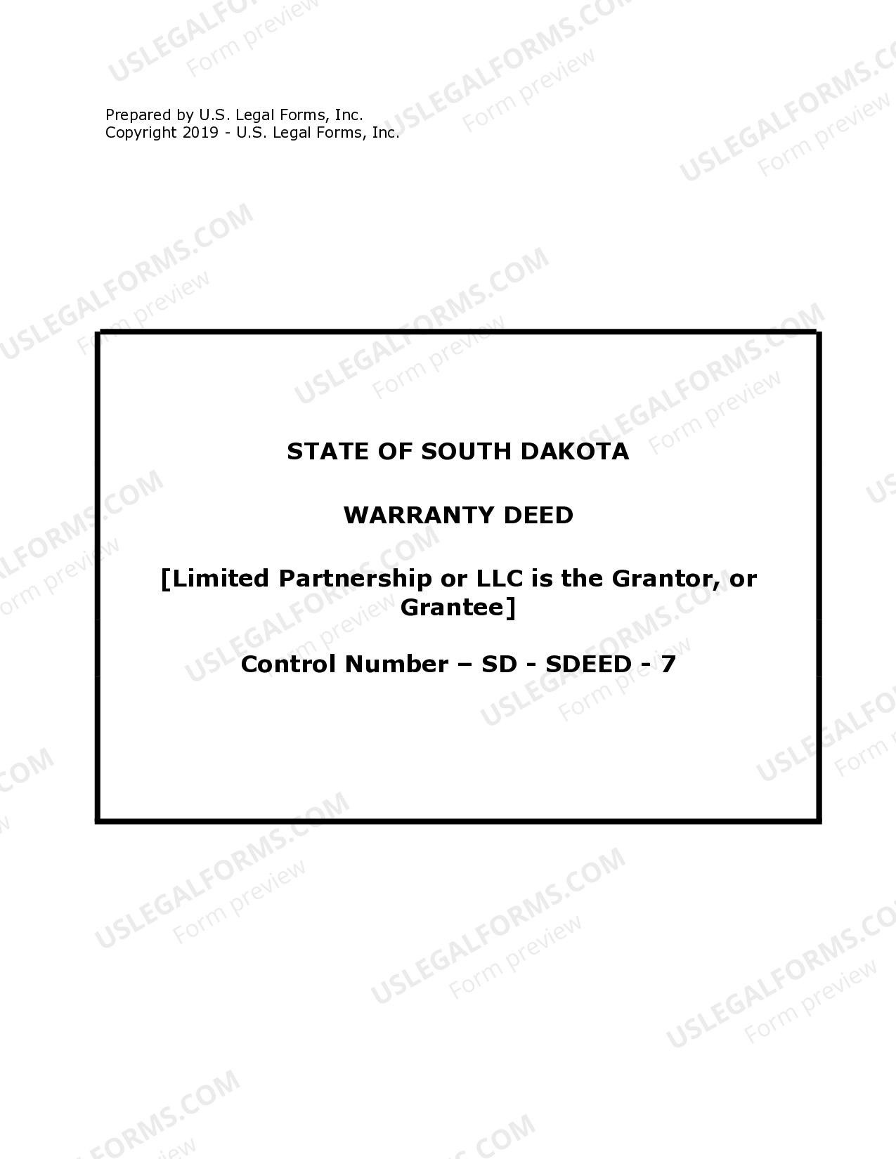 South Dakota Warranty Deed from Limited Partnership or LLC is the