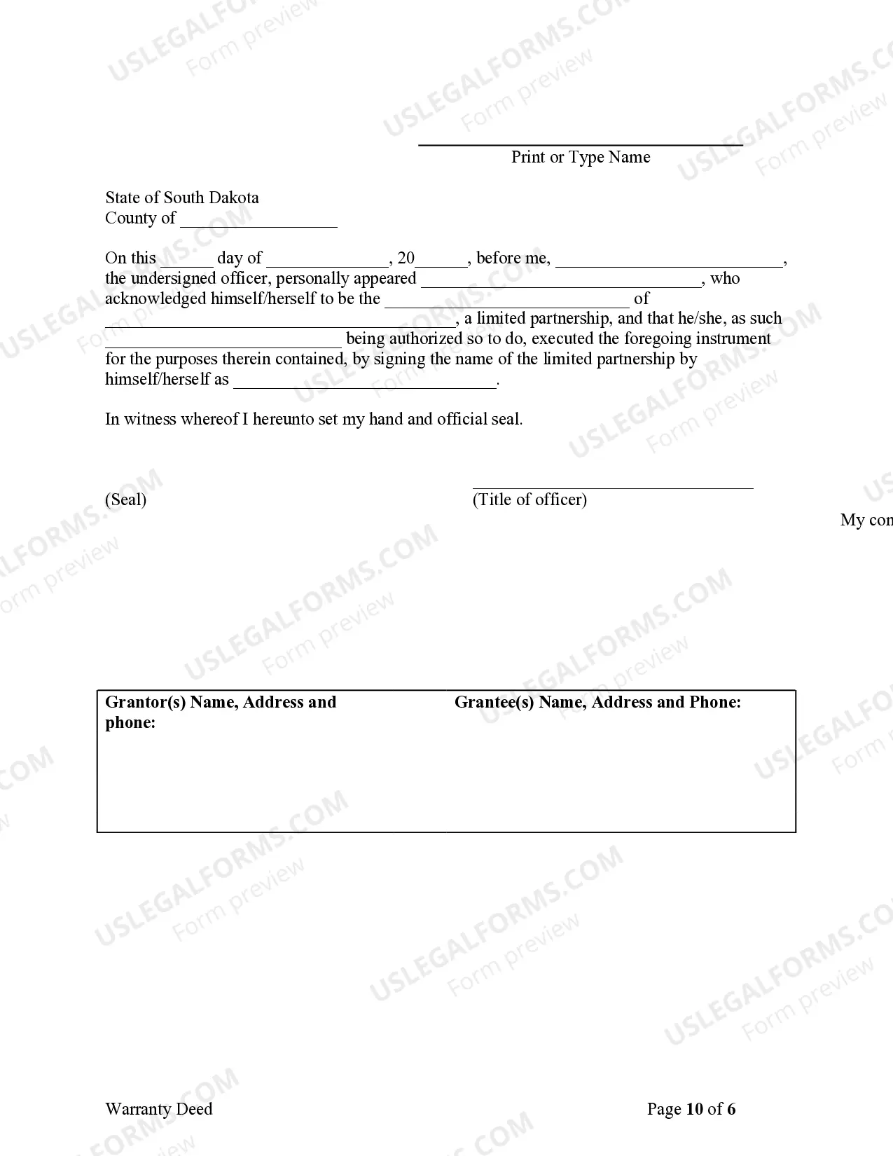 Preview Warranty Deed from Limited Partnership or LLC is the Grantor, or Grantee