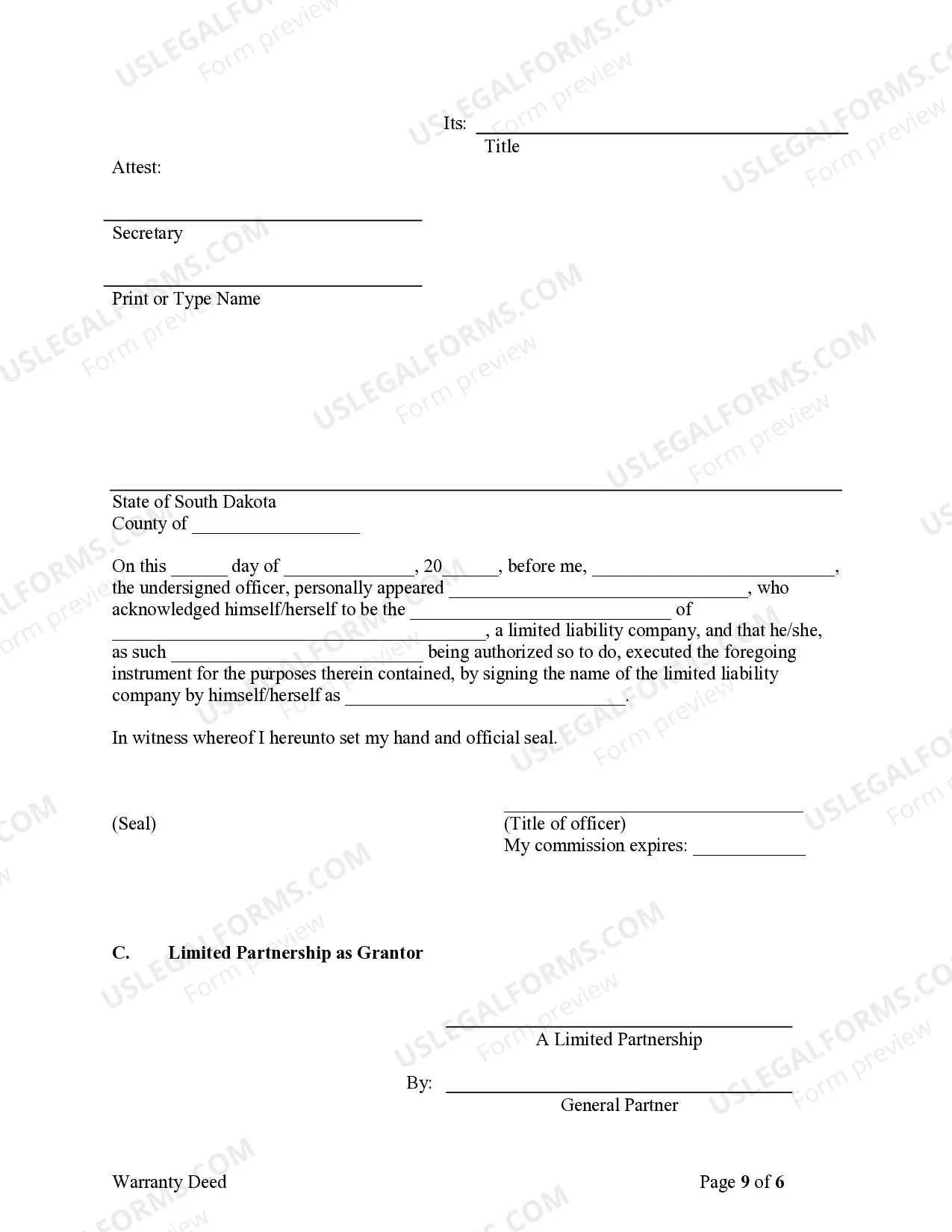 Preview Warranty Deed from Limited Partnership or LLC is the Grantor, or Grantee