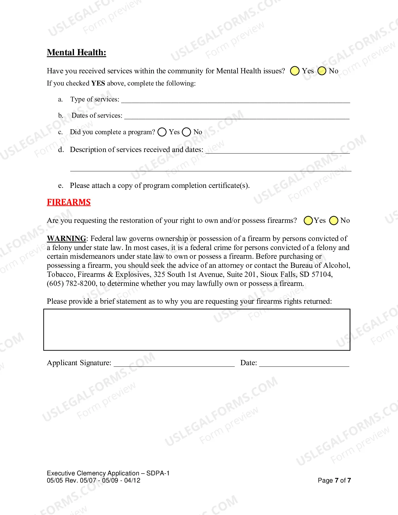 Preview Application for Executive Clemency