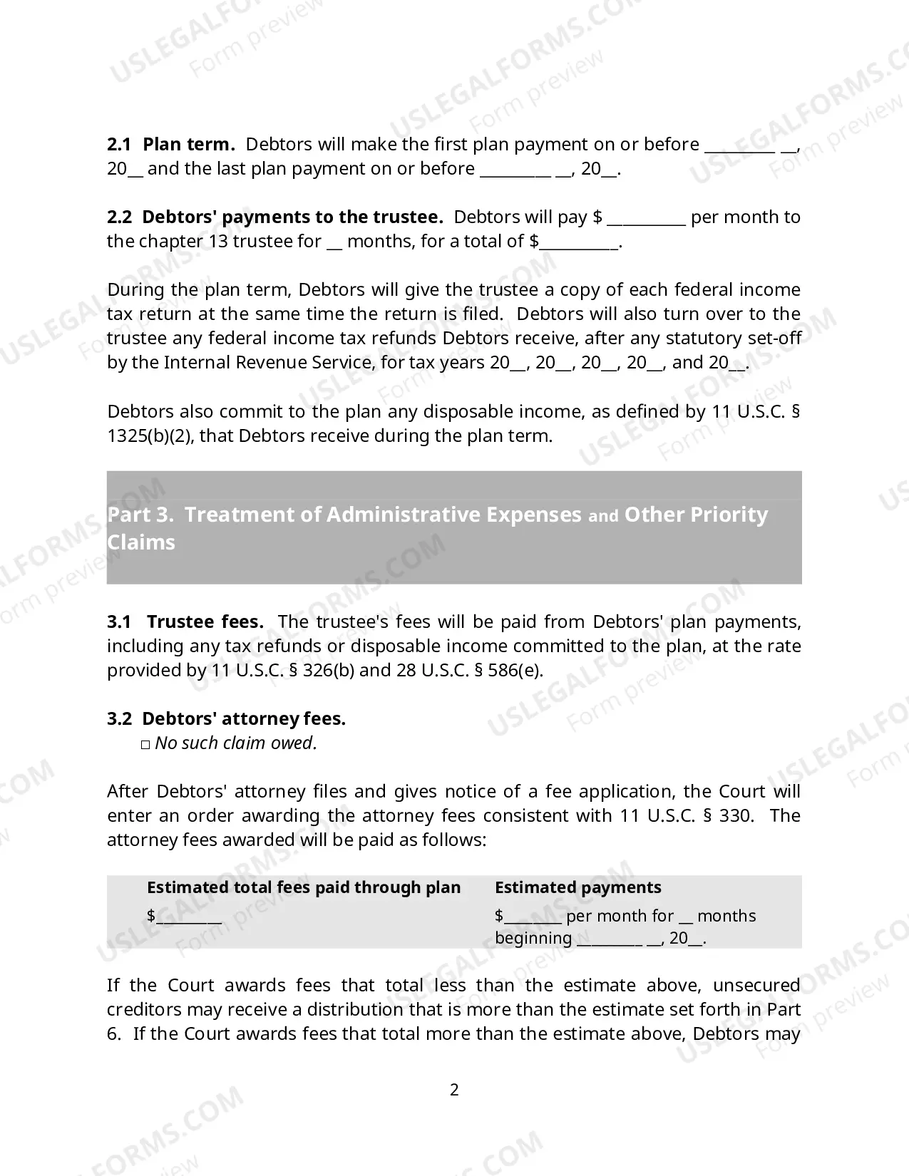 Preview New Ch 12 & 13 Joint Debtors Plan Effective Dec 1, 2017 (Word) (Select View, Edit Document)