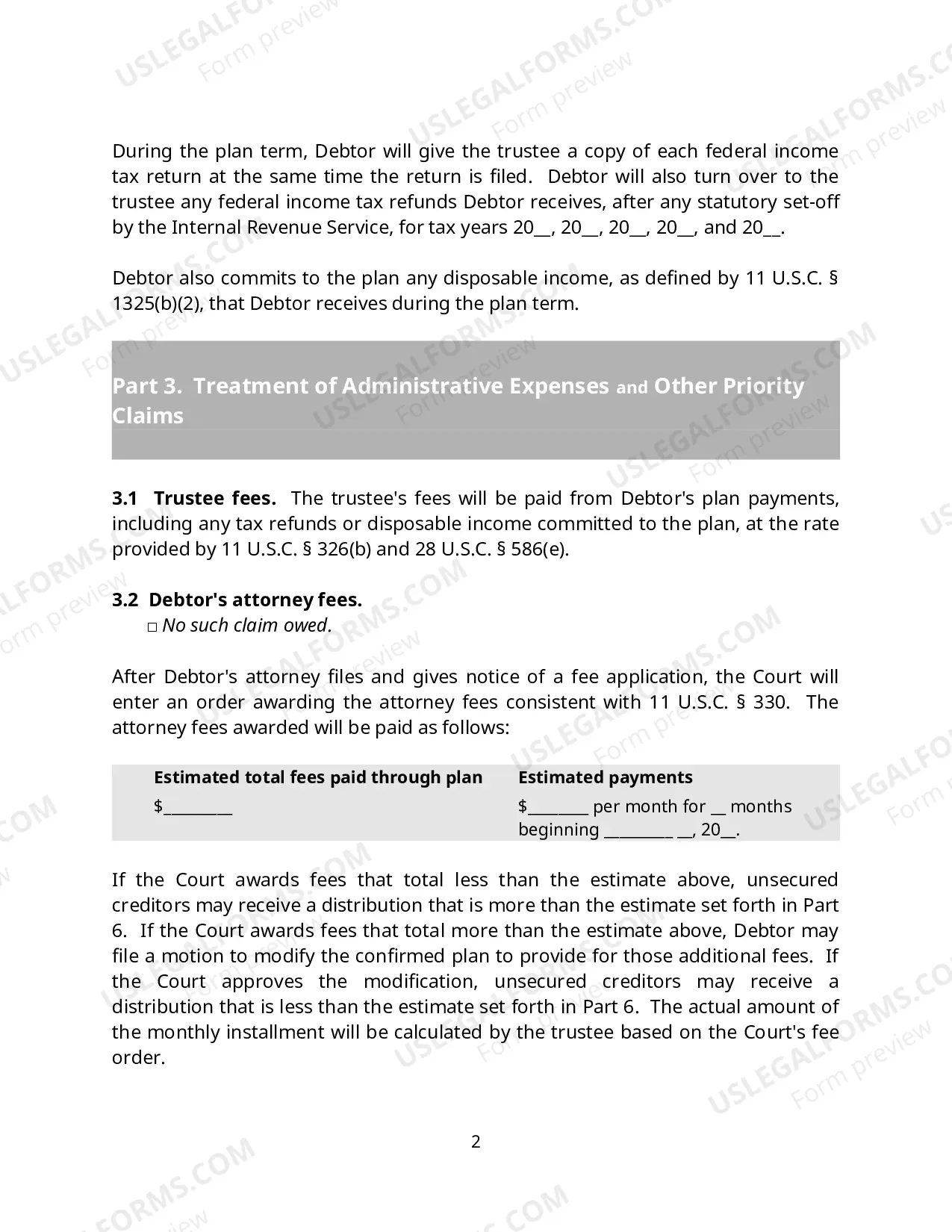 Preview New Ch 12 & 13 Single Debtor Plan Effective Dec 1, 2017 (Word) (Select View, Edit Document)