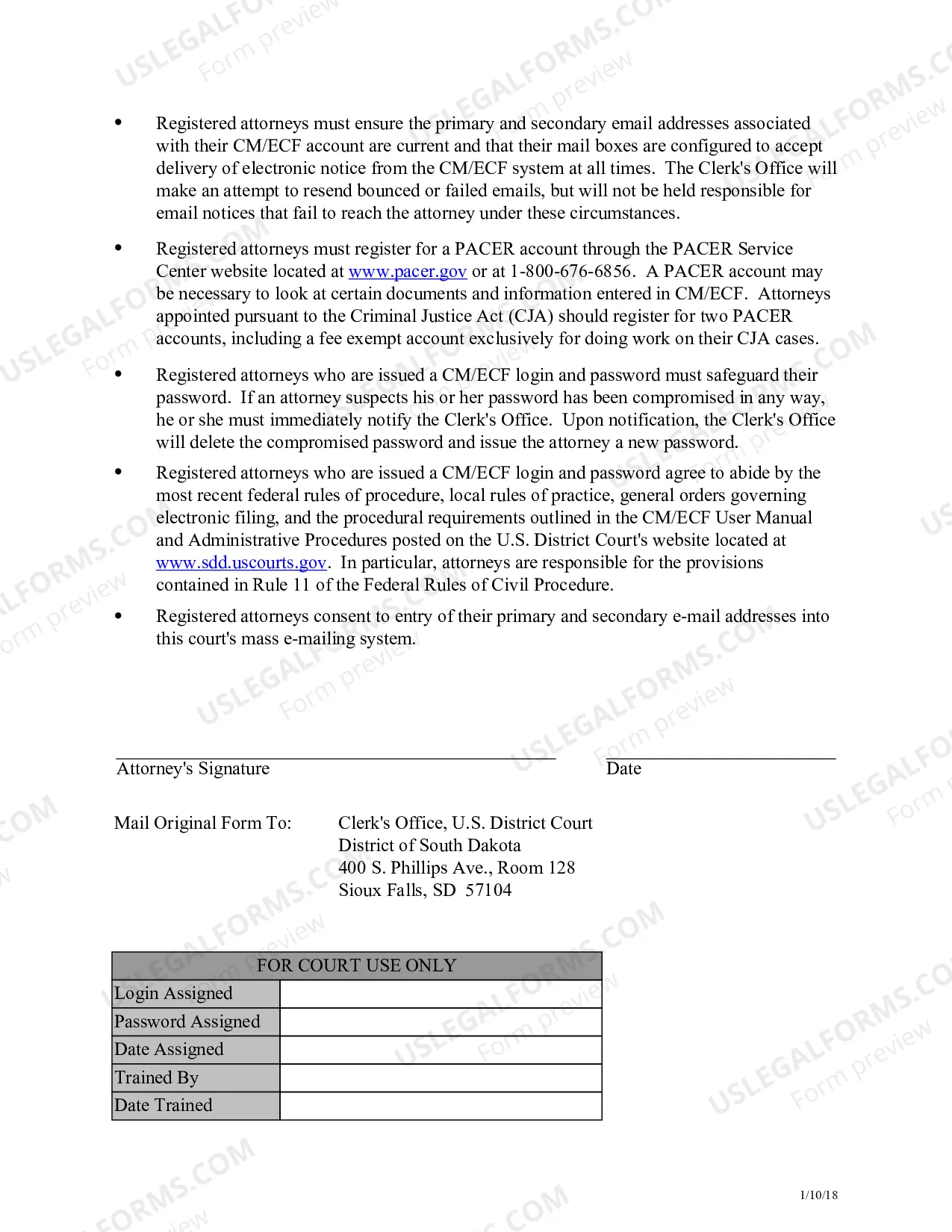 Preview CM-ECF Attorney Registration Form