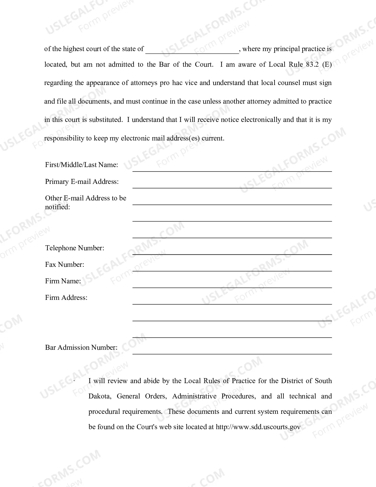 Preview Motion for Admission Pro Hac Vice