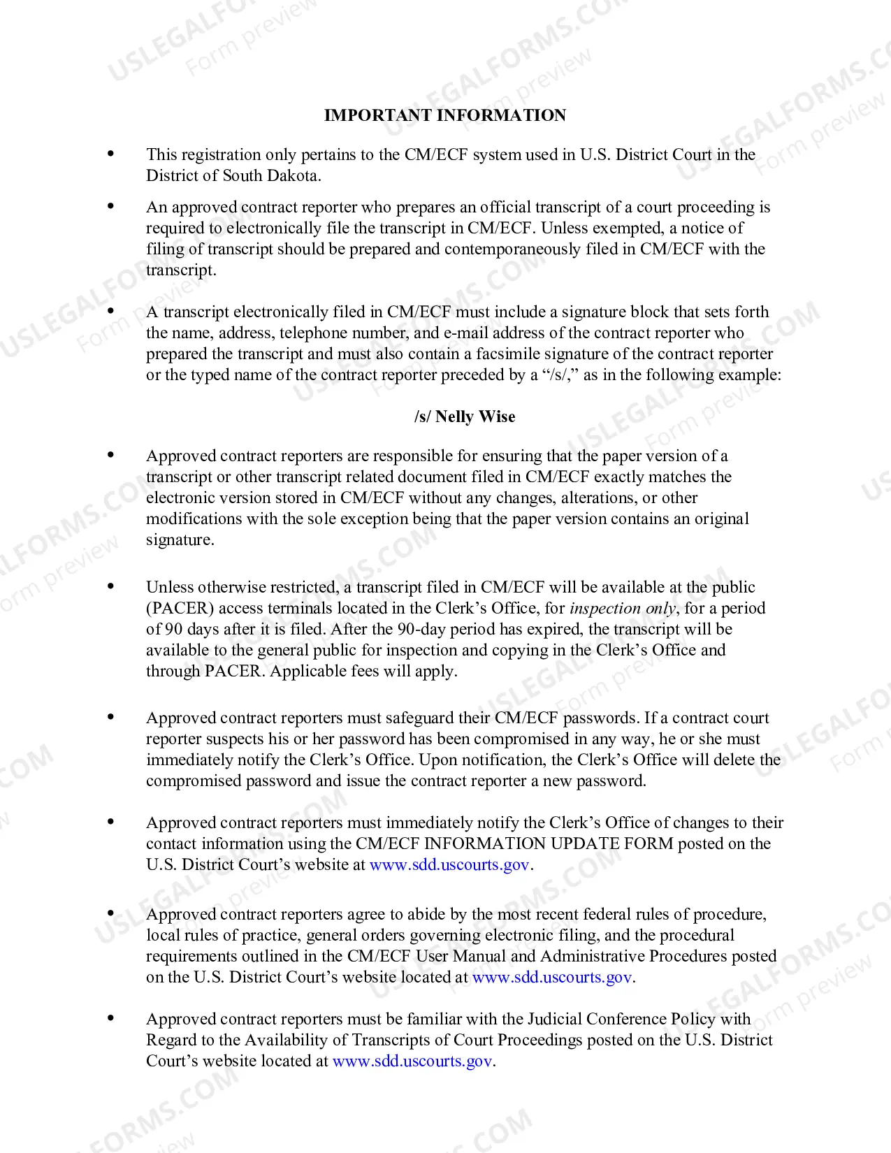 Preview Court Reporter Registration Form