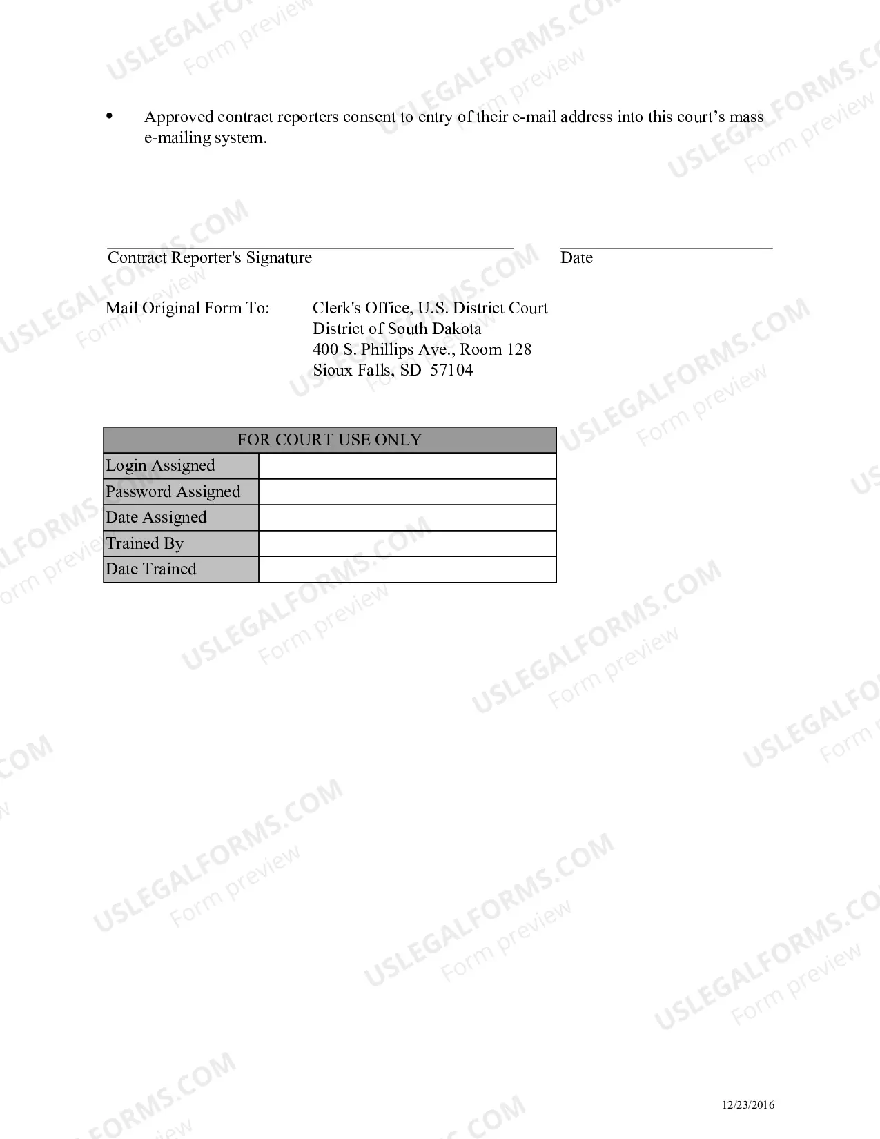 Preview Court Reporter Registration Form