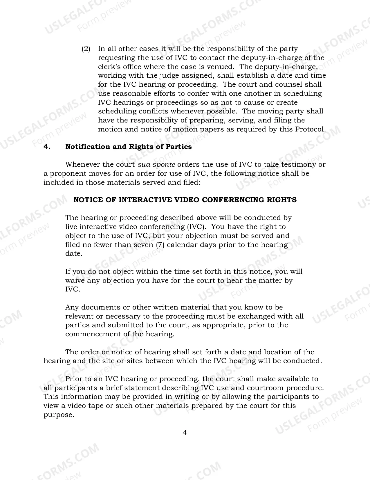 Preview Protocol for the use of interactive video conferenceing -Civil