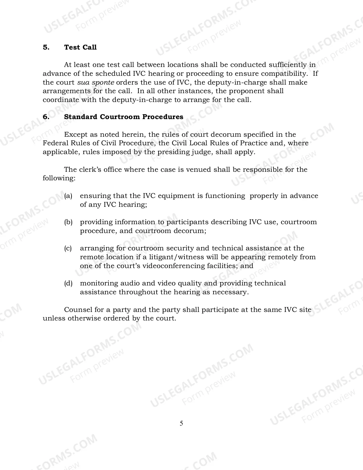 Preview Protocol for the use of interactive video conferenceing -Civil