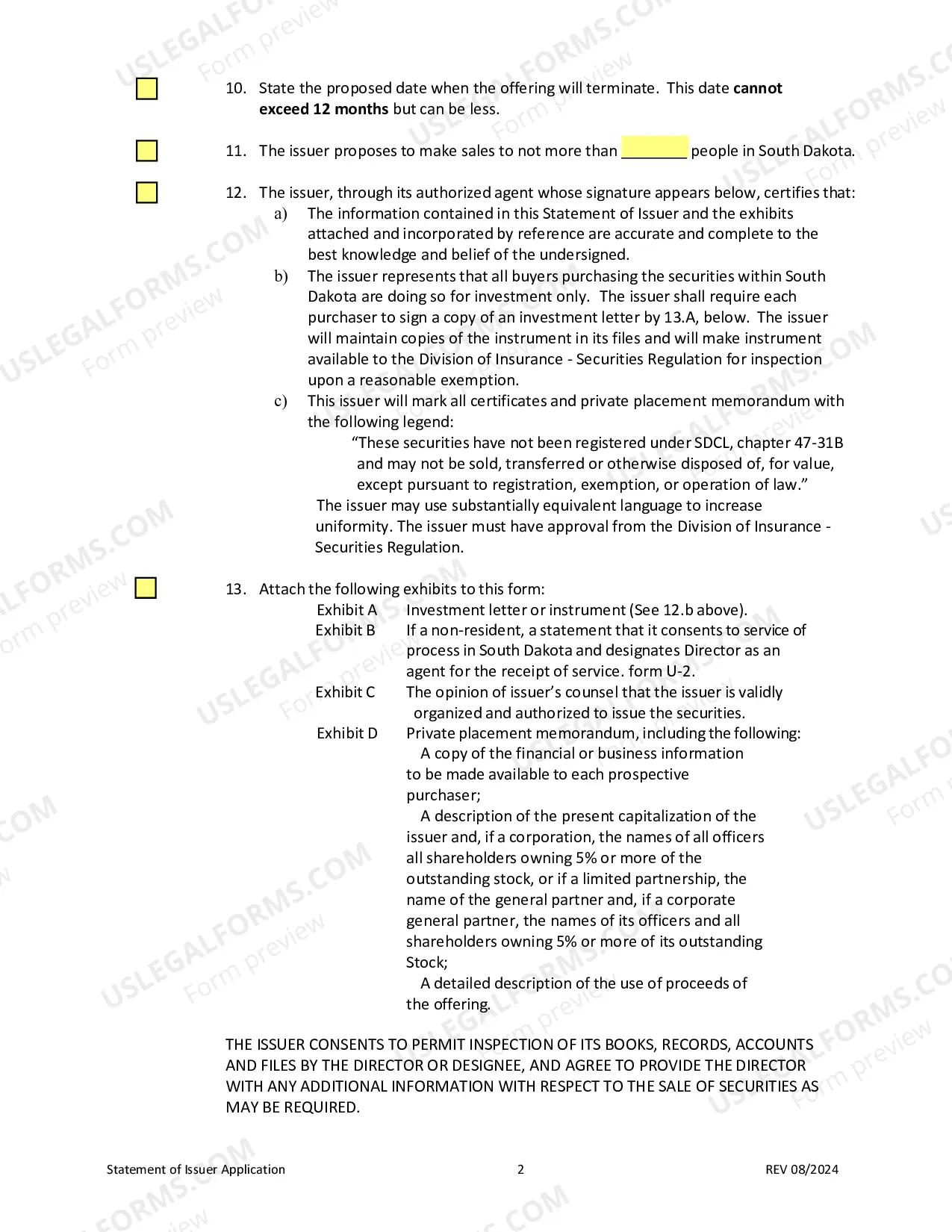 Preview Statement of Issuer