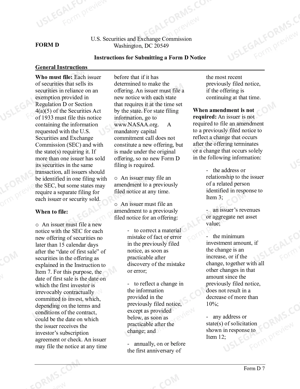Preview Form D Application for 506 Reg. D notice filing