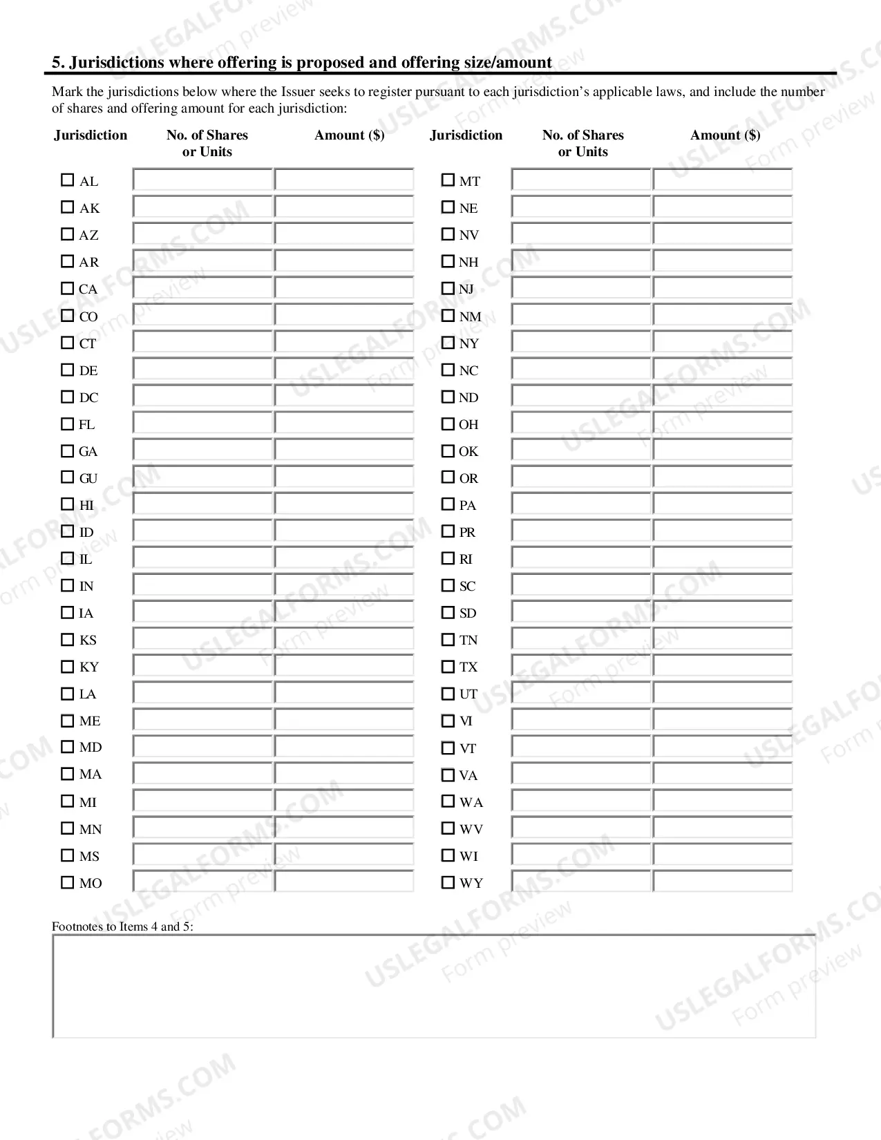 Preview Uniform Application to Register Securities (U-1)