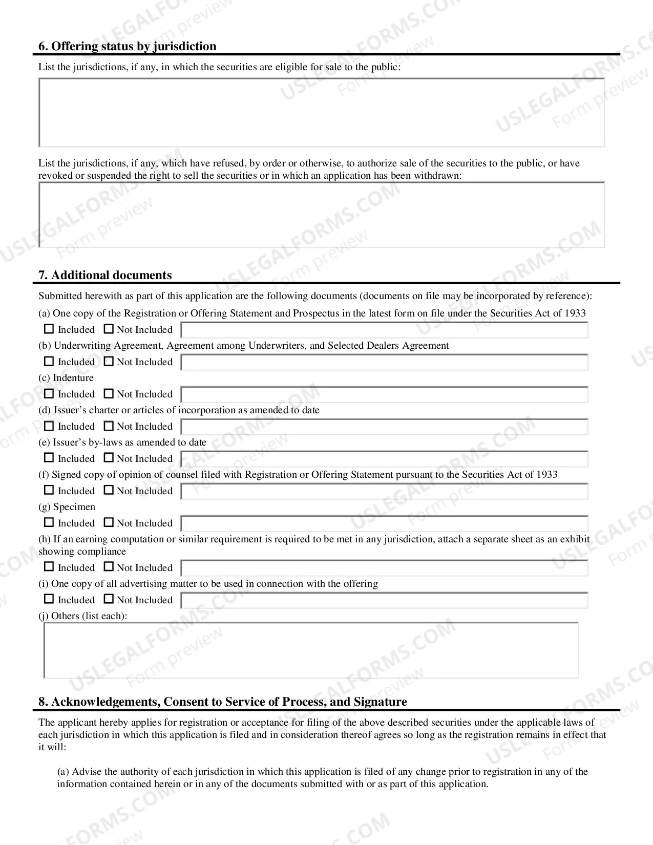 Preview Uniform Application to Register Securities (U-1)