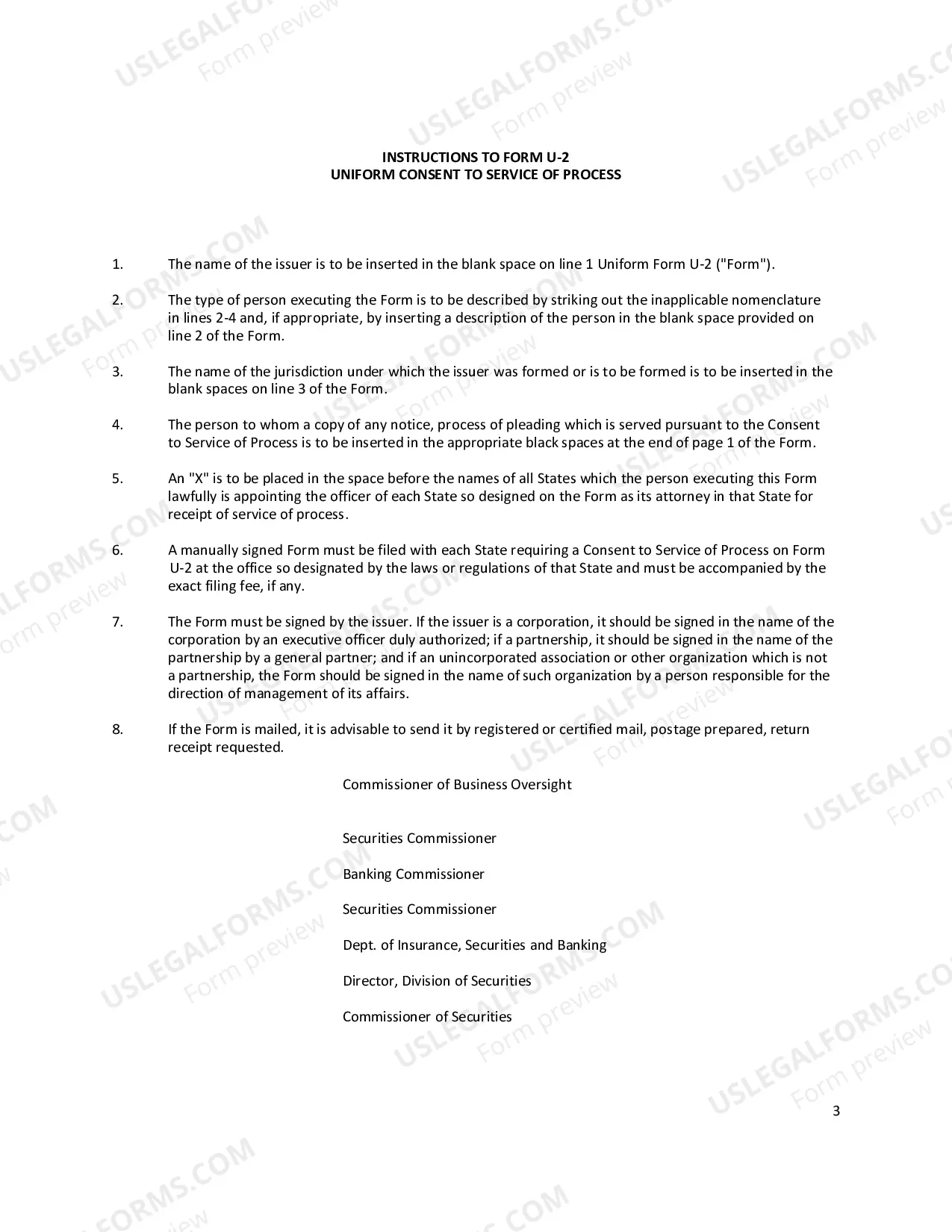 Preview Uniform Consent to Service of Process (U-2)