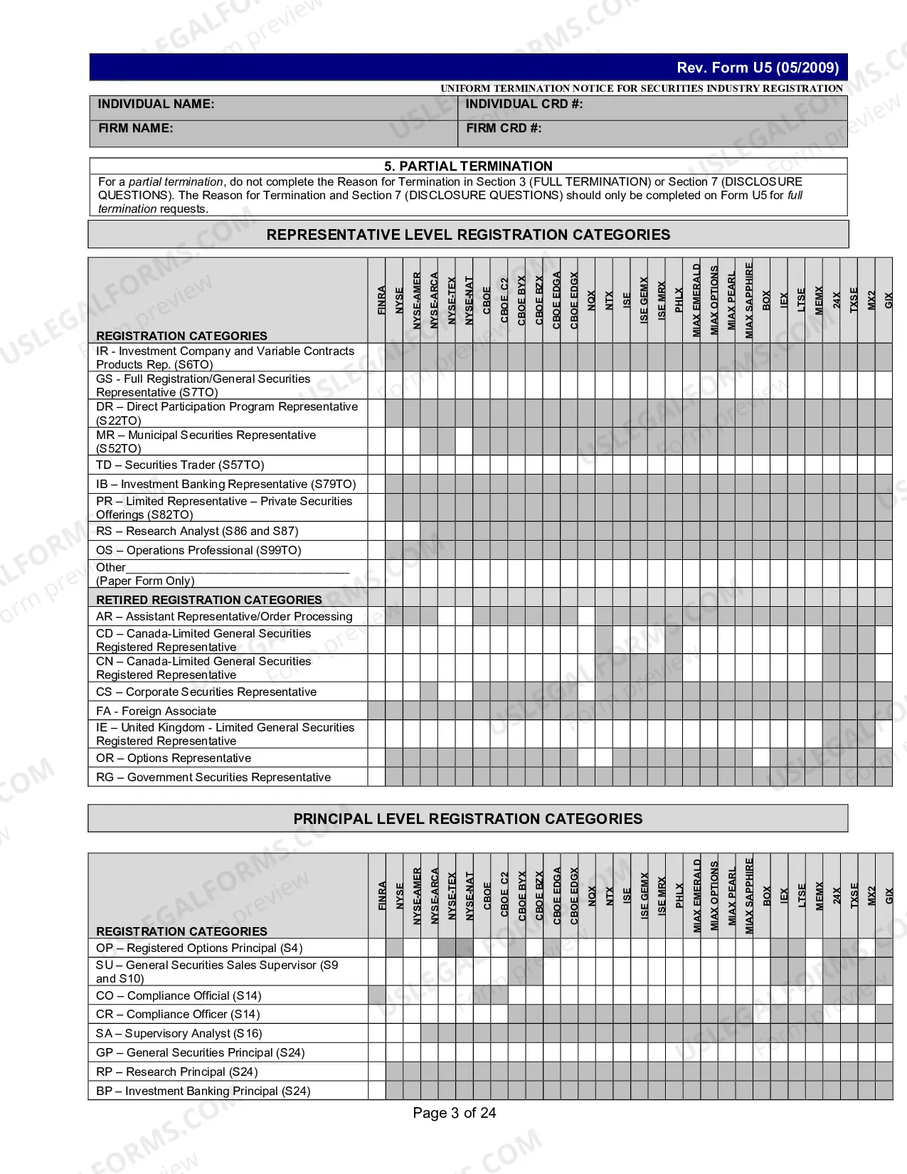 Preview Uniform Termination Notice (U-5)