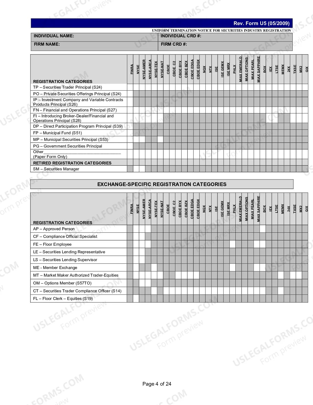 Preview Uniform Termination Notice (U-5)