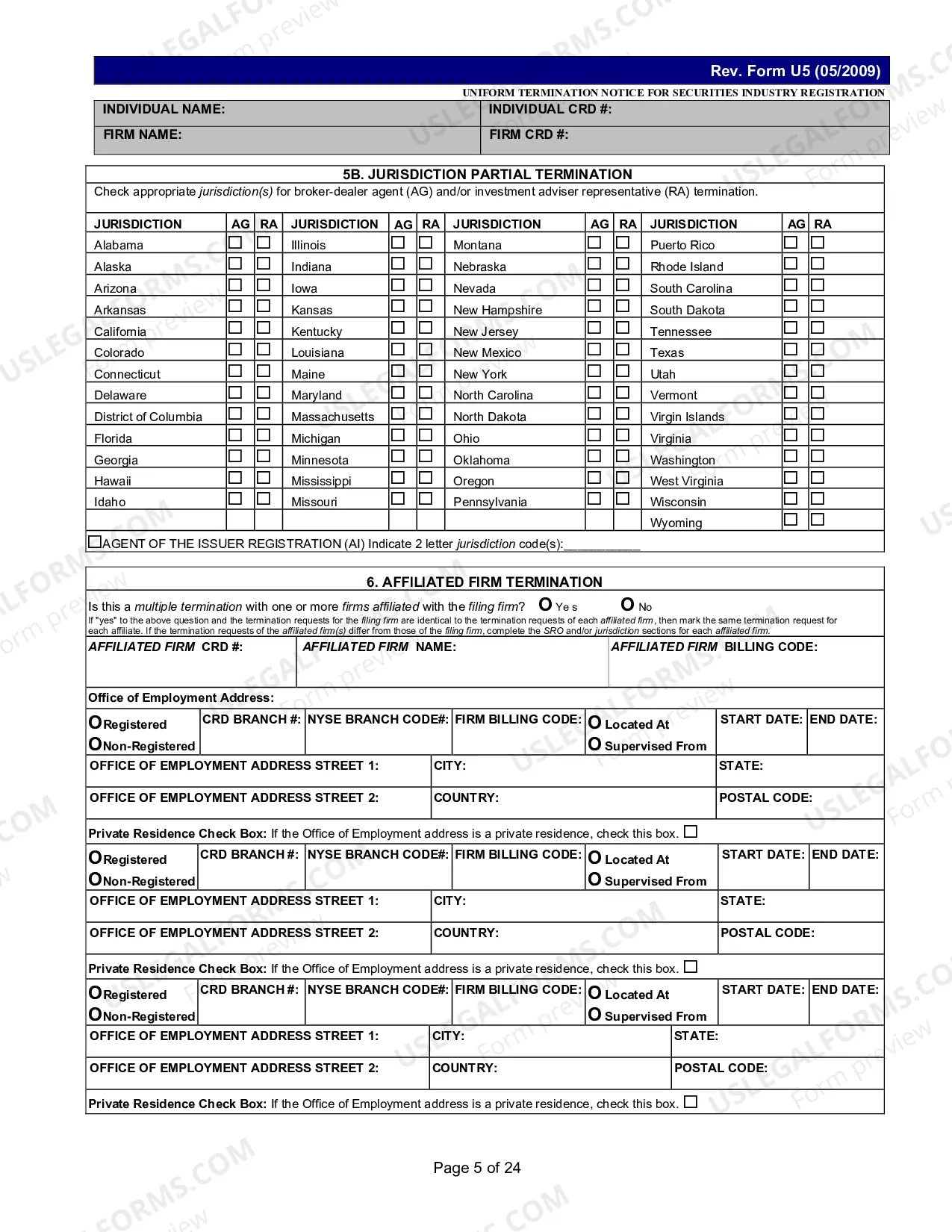 Preview Uniform Termination Notice (U-5)