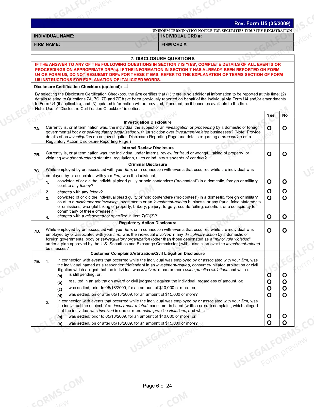 Preview Uniform Termination Notice (U-5)