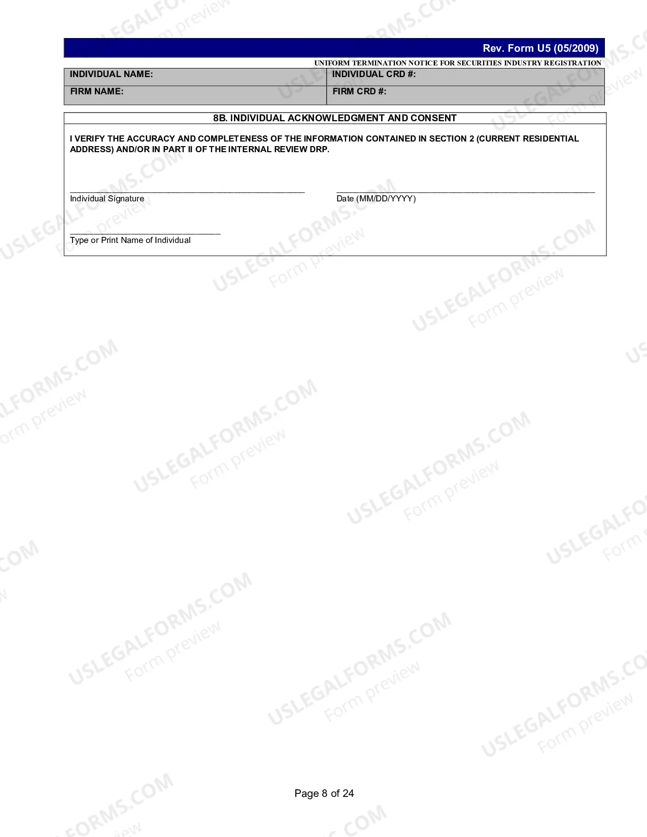 Preview Uniform Termination Notice (U-5)