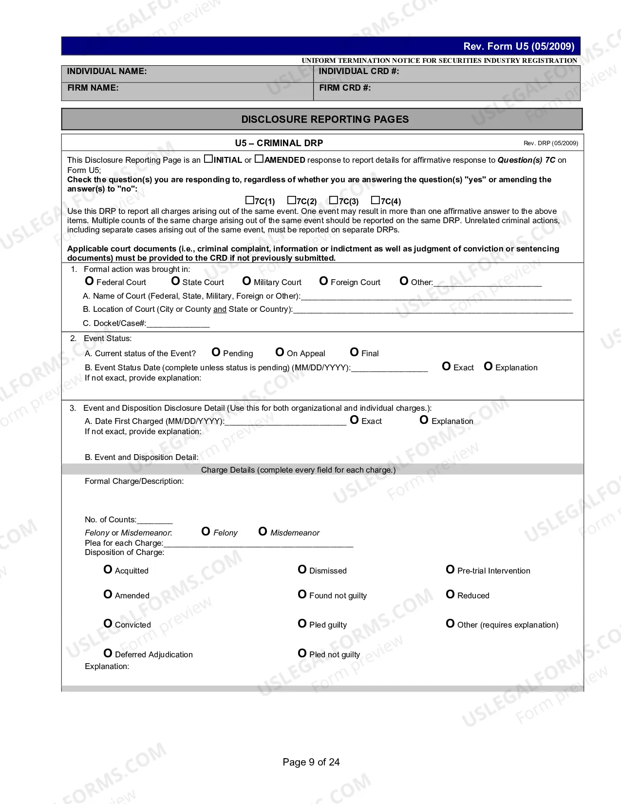 Preview Uniform Termination Notice (U-5)