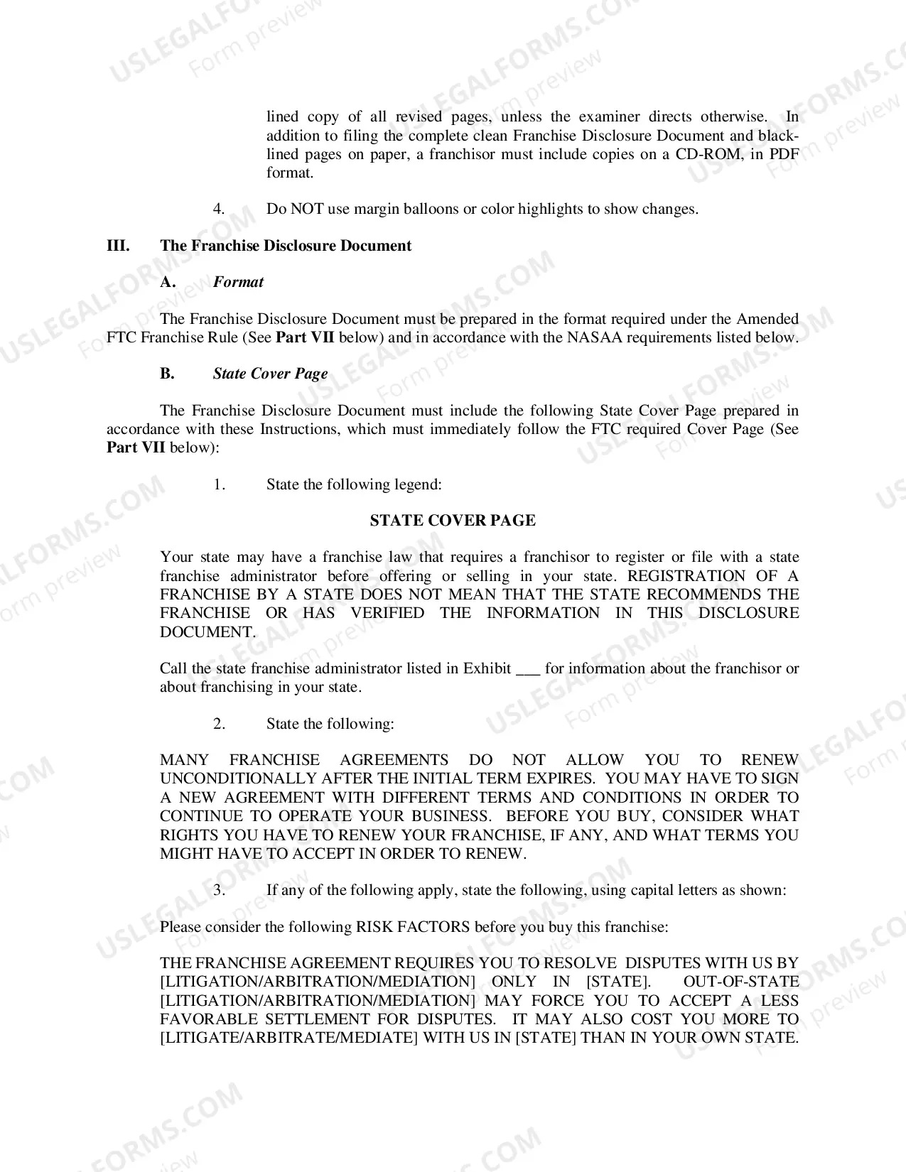 Preview Uniform Franchise Diclosure Guidelines (FDD)