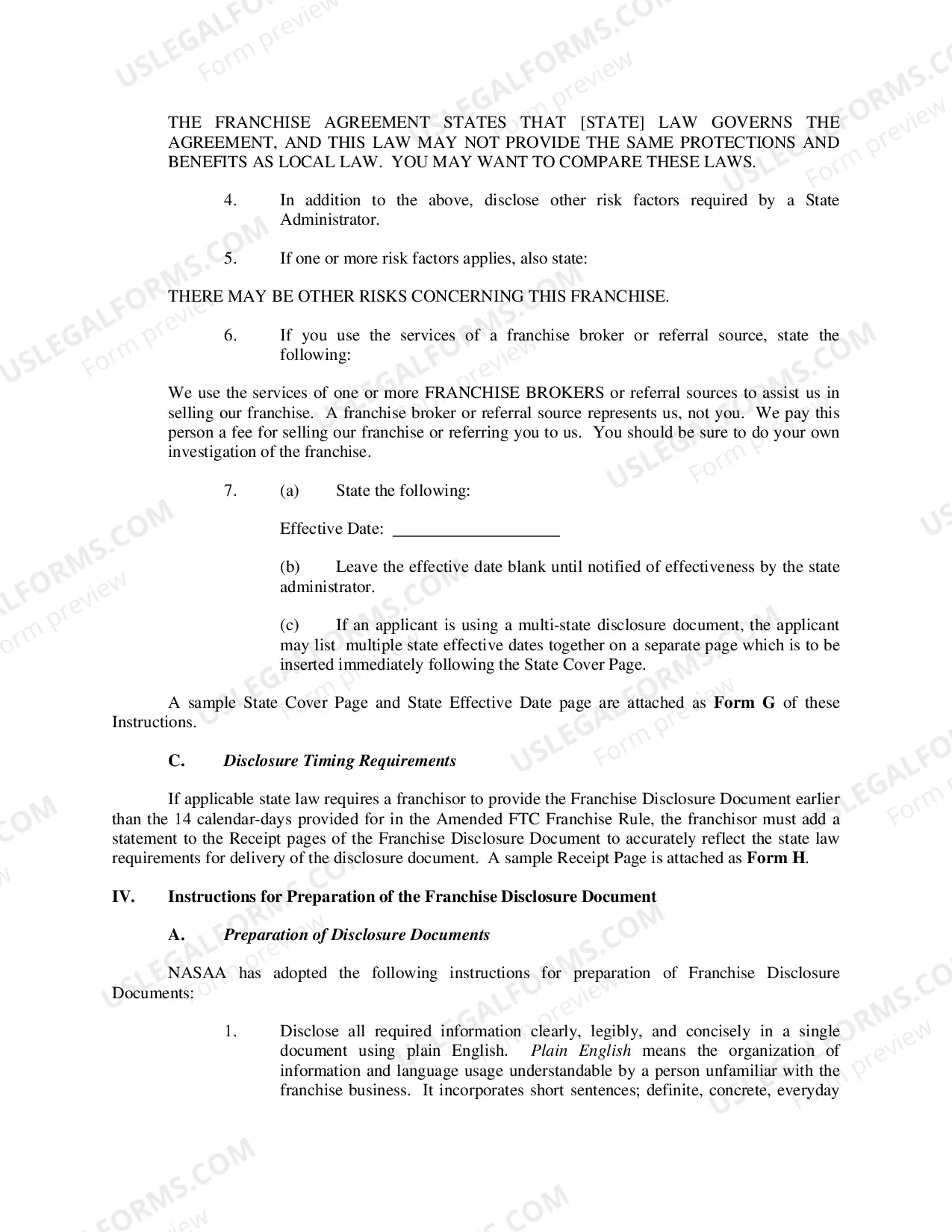 Preview Uniform Franchise Diclosure Guidelines (FDD)