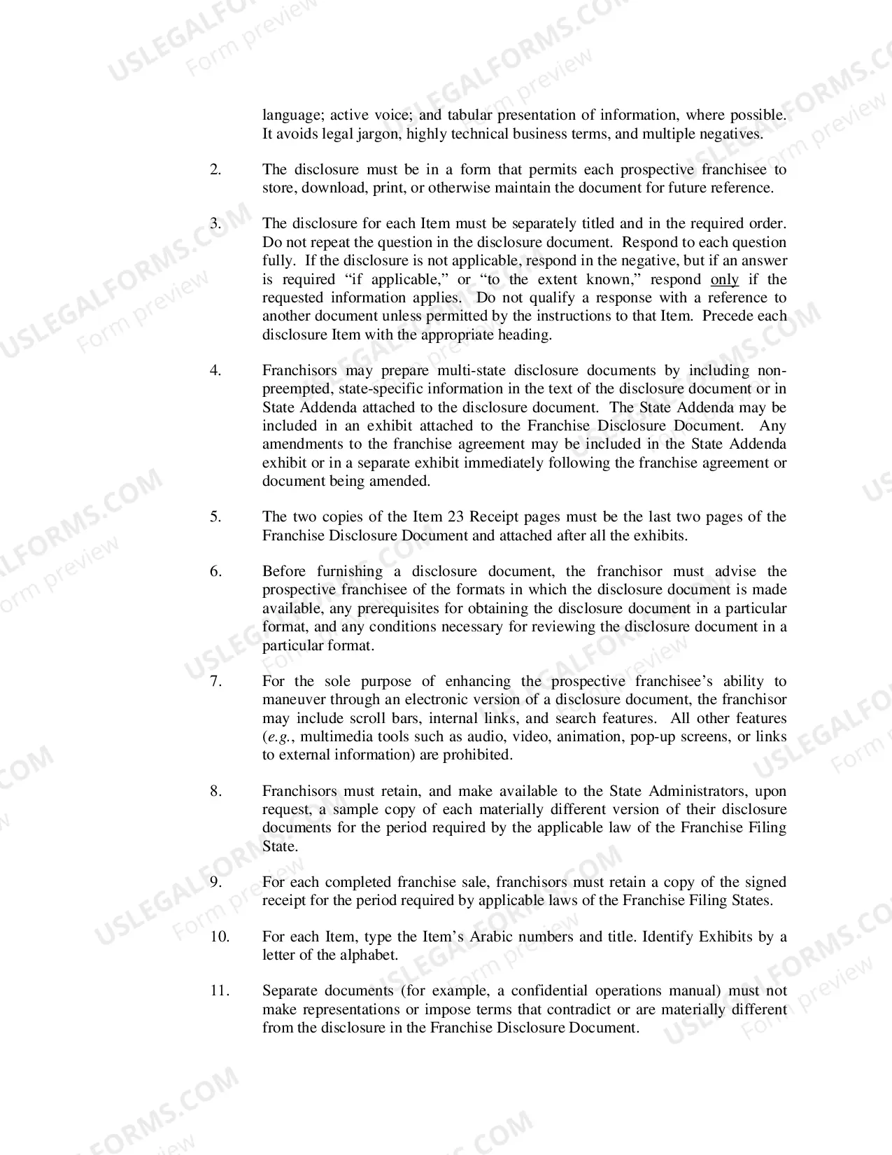 Preview Uniform Franchise Diclosure Guidelines (FDD)
