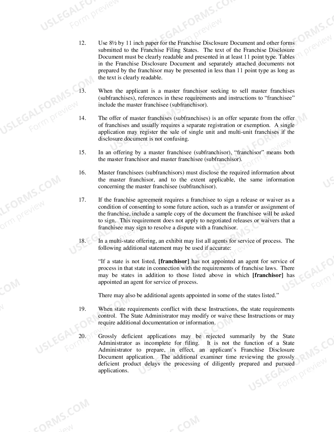Preview Uniform Franchise Diclosure Guidelines (FDD)