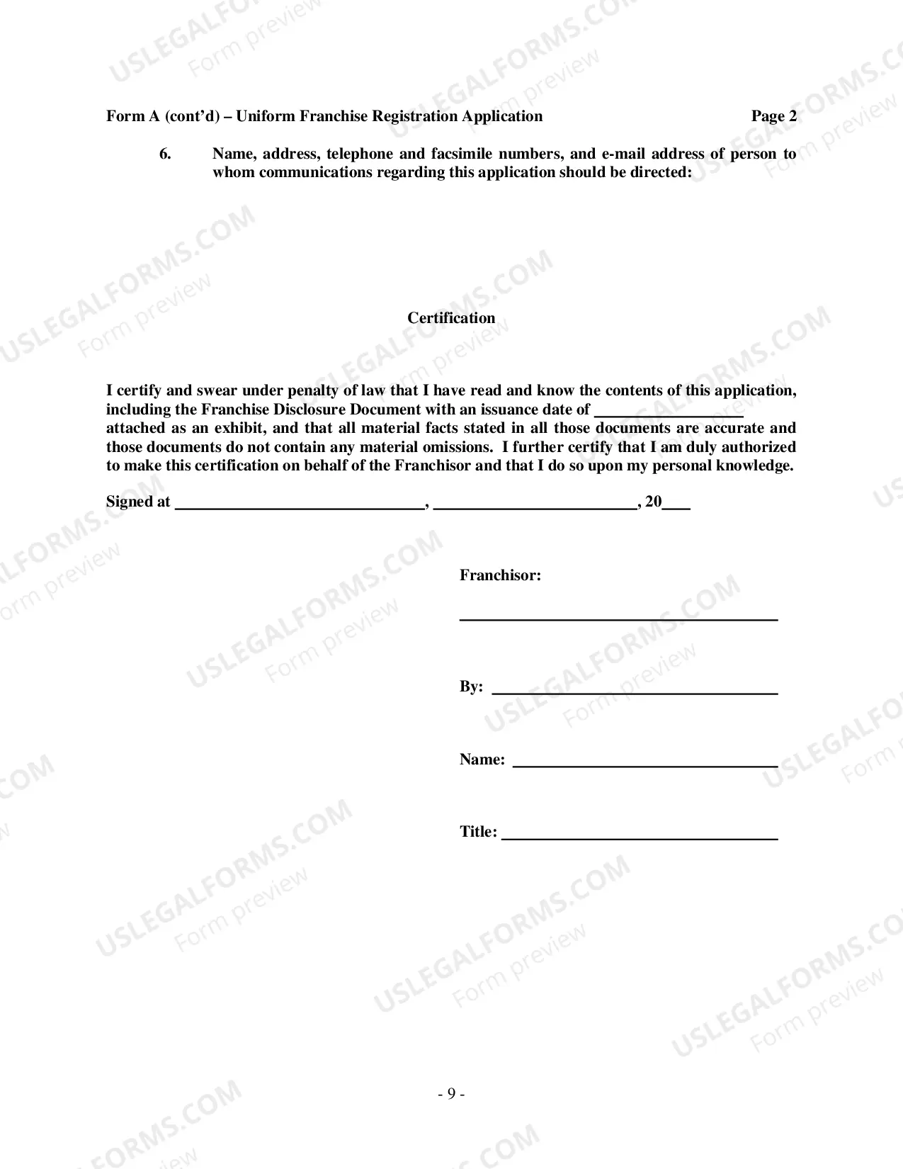 Preview Uniform Franchise Diclosure Guidelines (FDD)