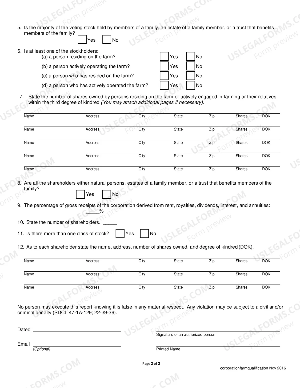 Preview Qualification for Farming (Domestic Business Corp)