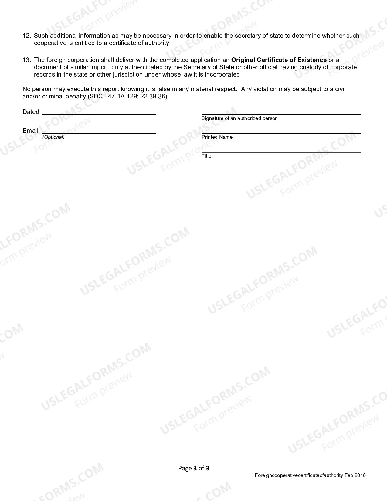 Preview Application for Certificate of Authority