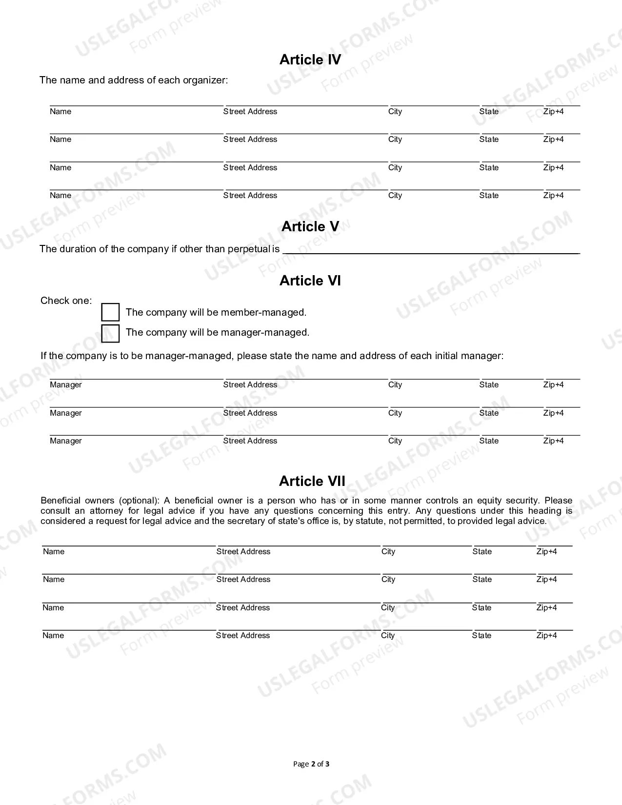 Preview Application for Amended Articles of Organization