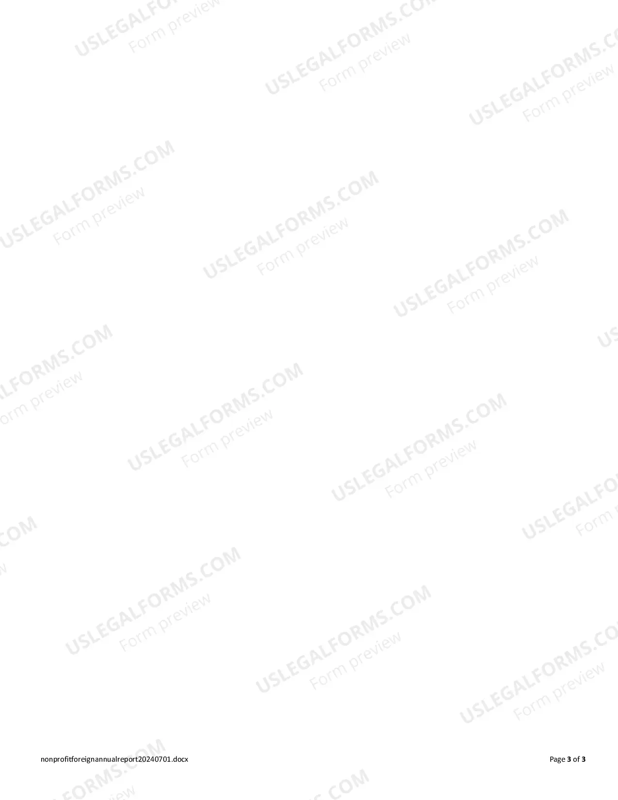 Preview Annual Report (Foreign Non Profit Corp)