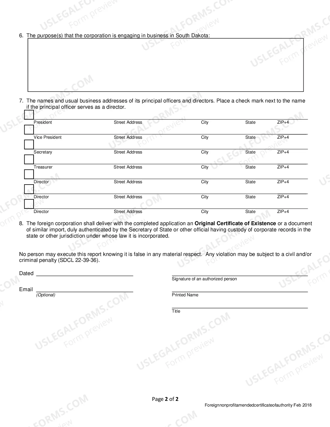 Preview Nonstock Application for Amended Certificate of Authority