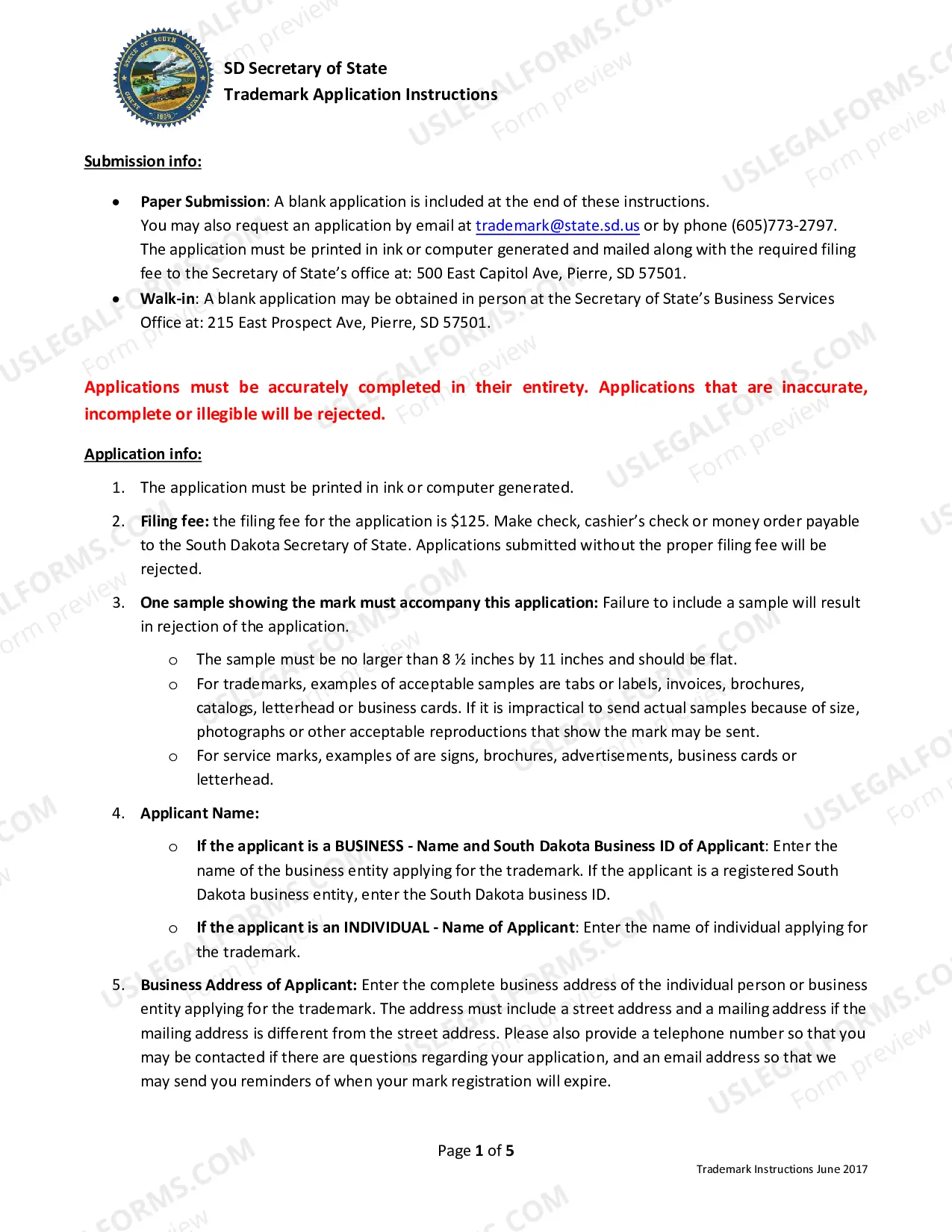 Preview Application for New Trademark