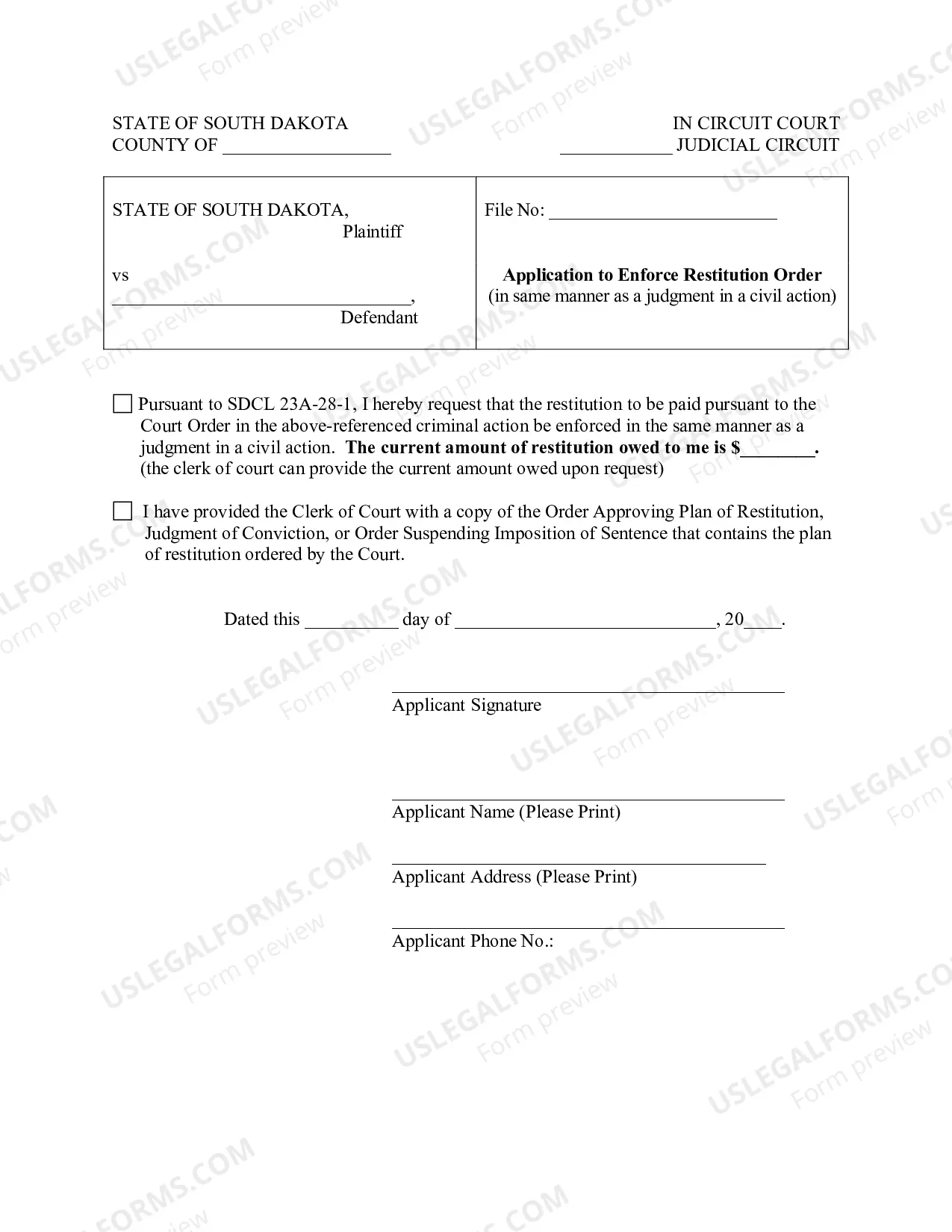 Preview Victim's Guide for Enforcing a Restitution Order