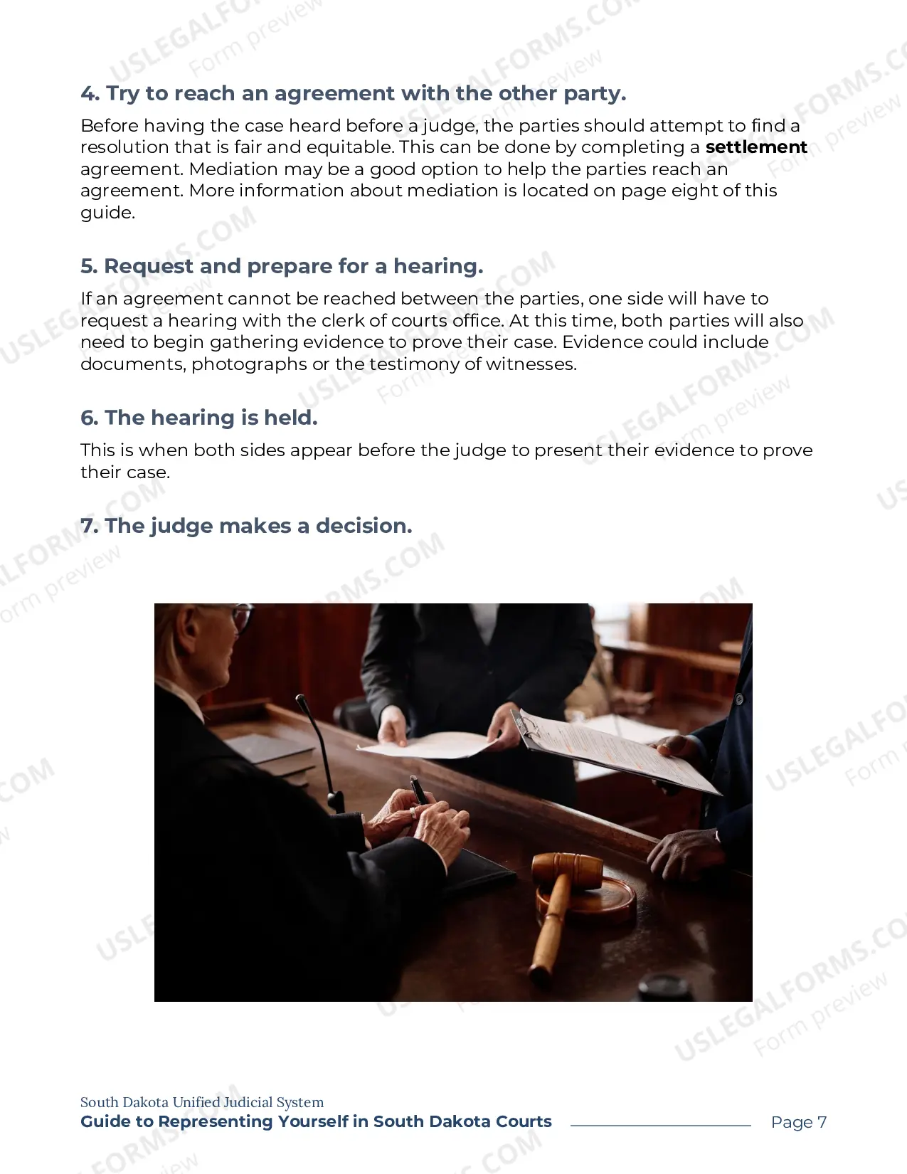 Preview UJS 300 - A Guide for Representing Yourself in SD Courts