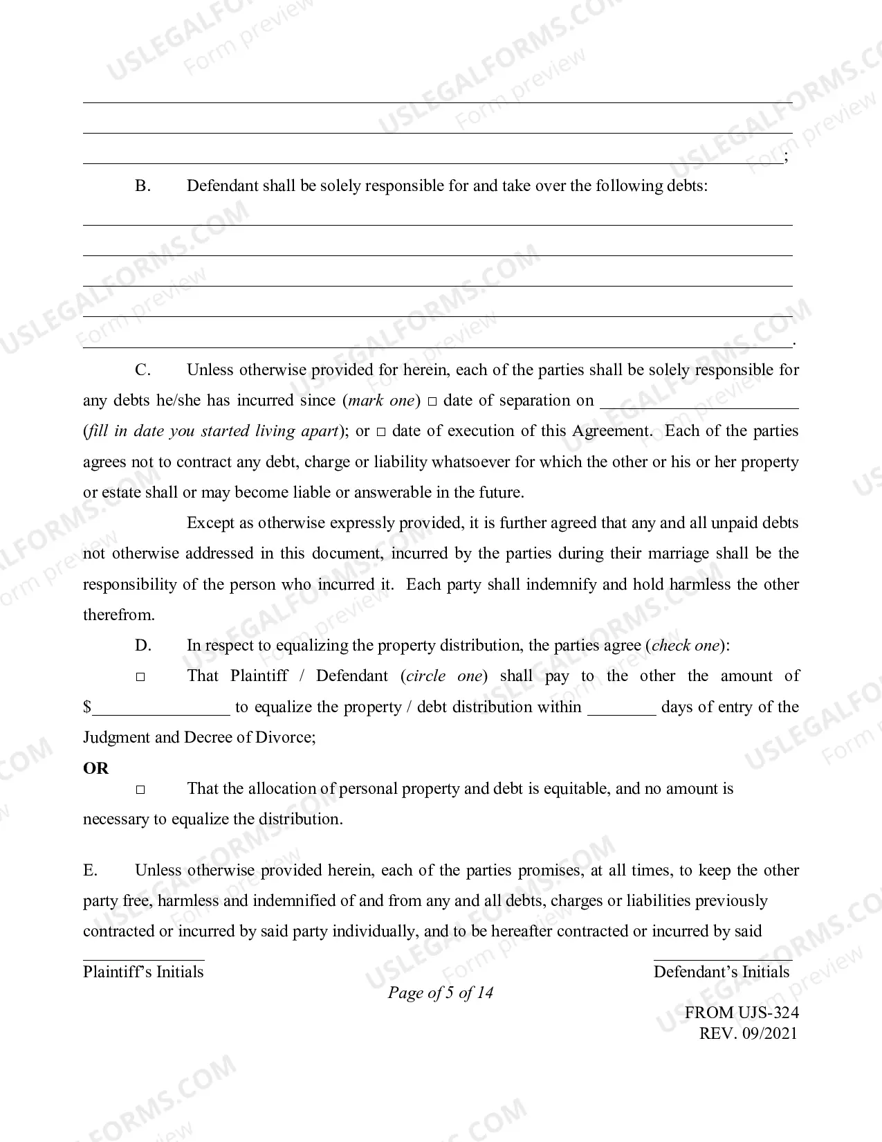 Preview Instructions and Form for Stipulation and Settlement Agreement without Minor Children