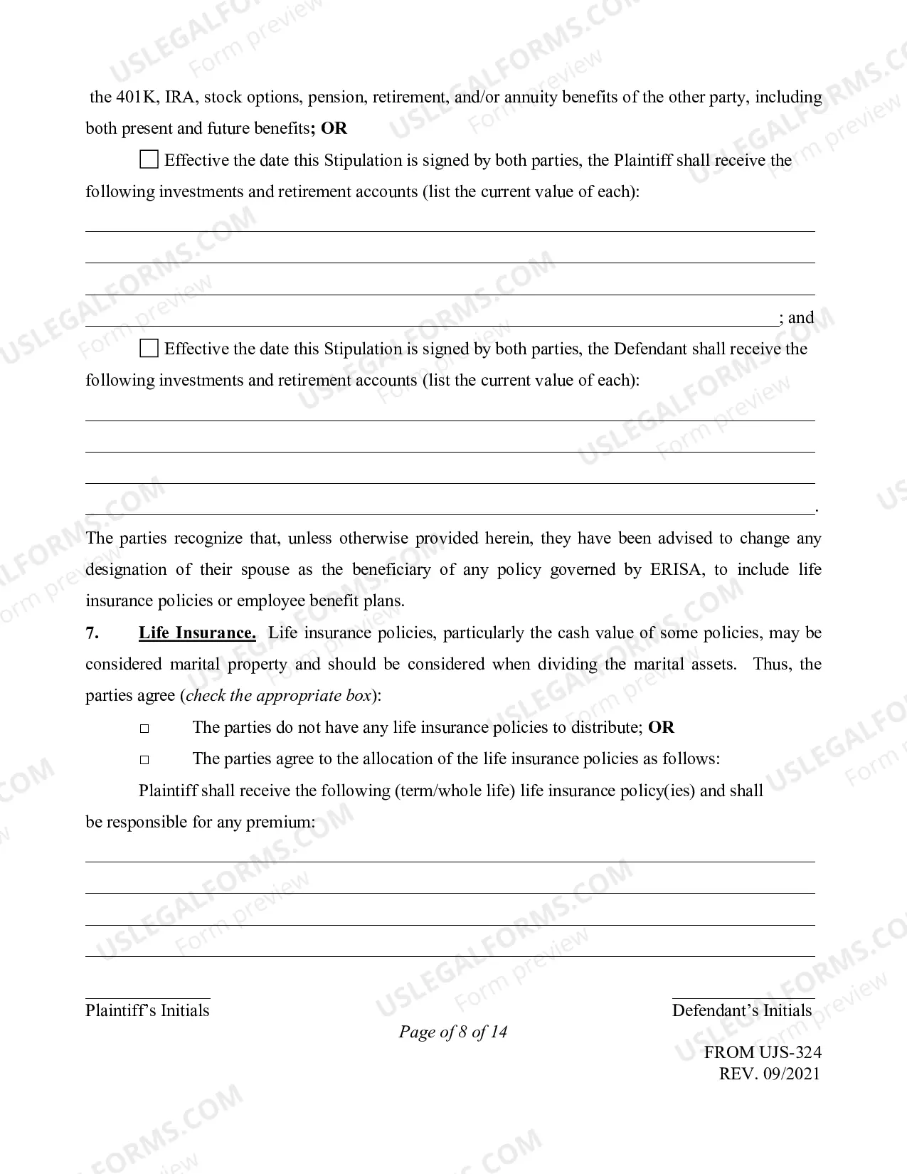Preview Instructions and Form for Stipulation and Settlement Agreement without Minor Children