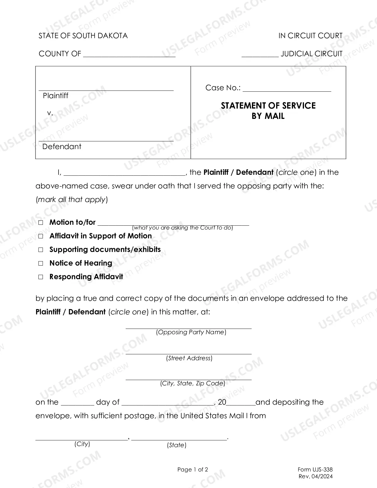Preview Motion Affidavit In Support