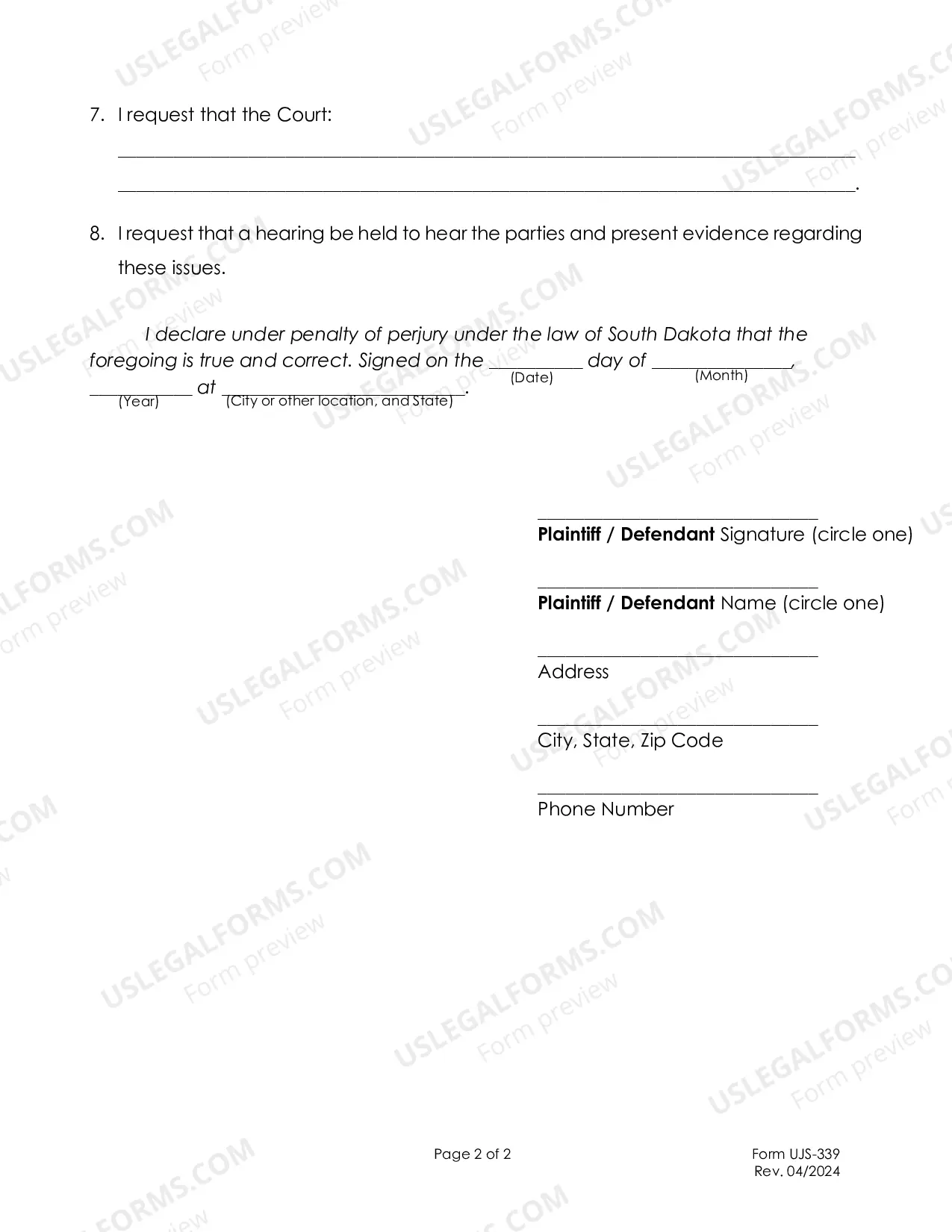 Preview Responding Affidavit and Affidavit of Mailing