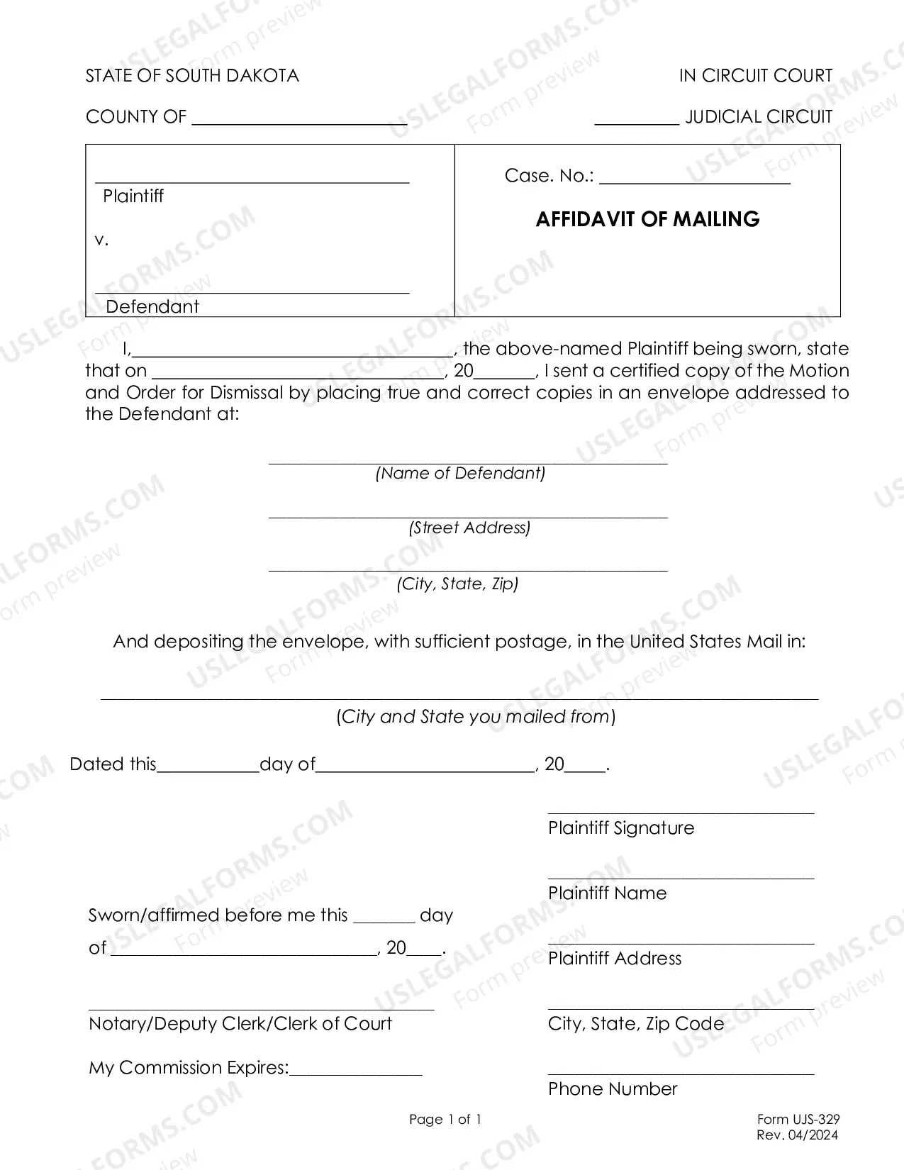Preview Motion and Order for Dismissal