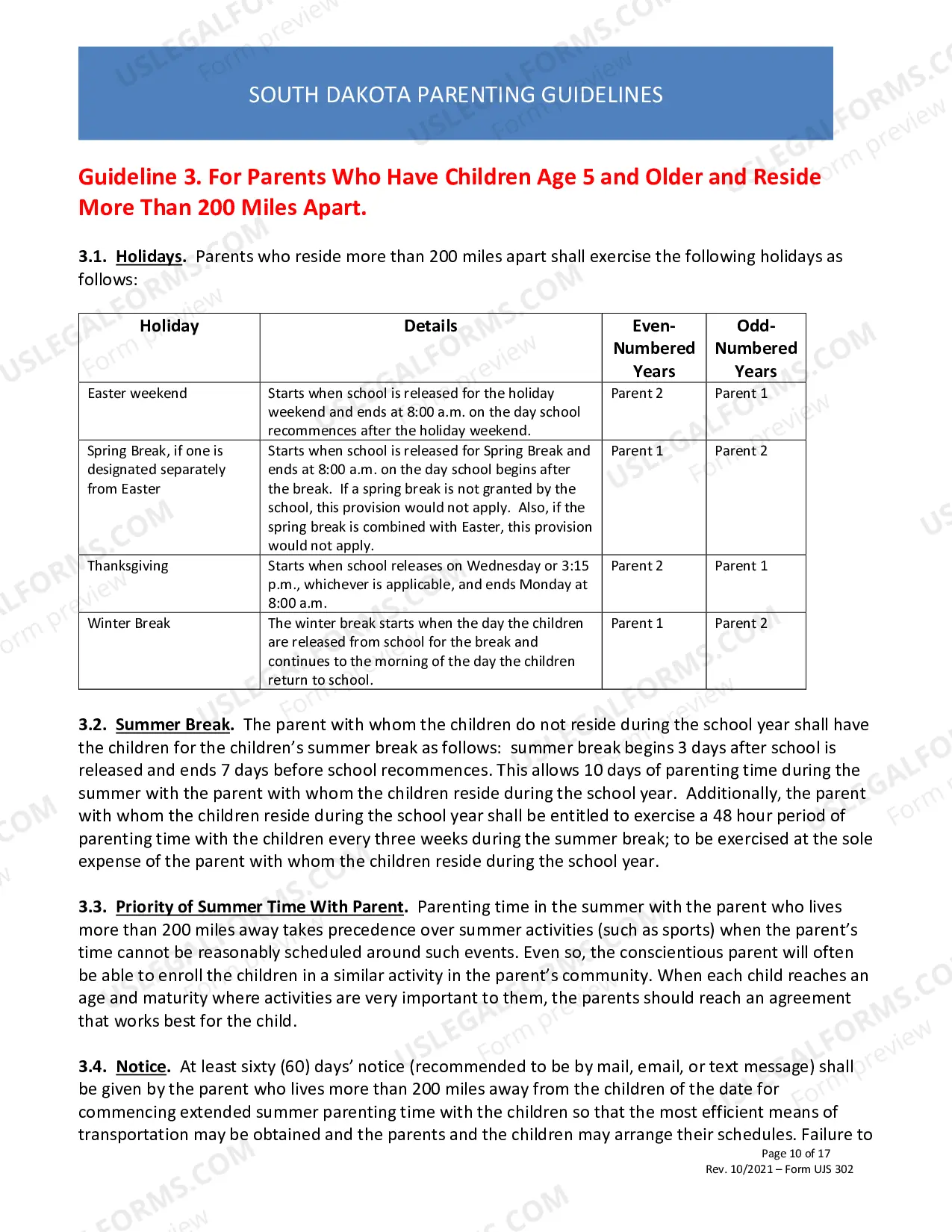 Preview South Dakota Parenting Guidelines