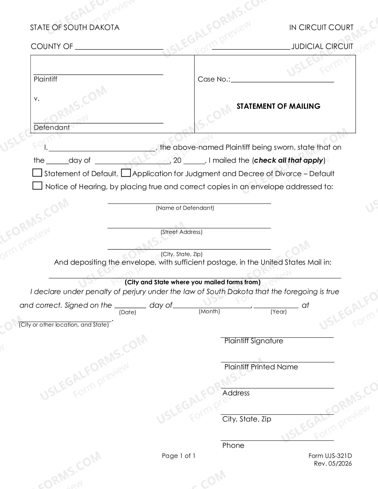 Preview Application for Default Judgment without Minor Children