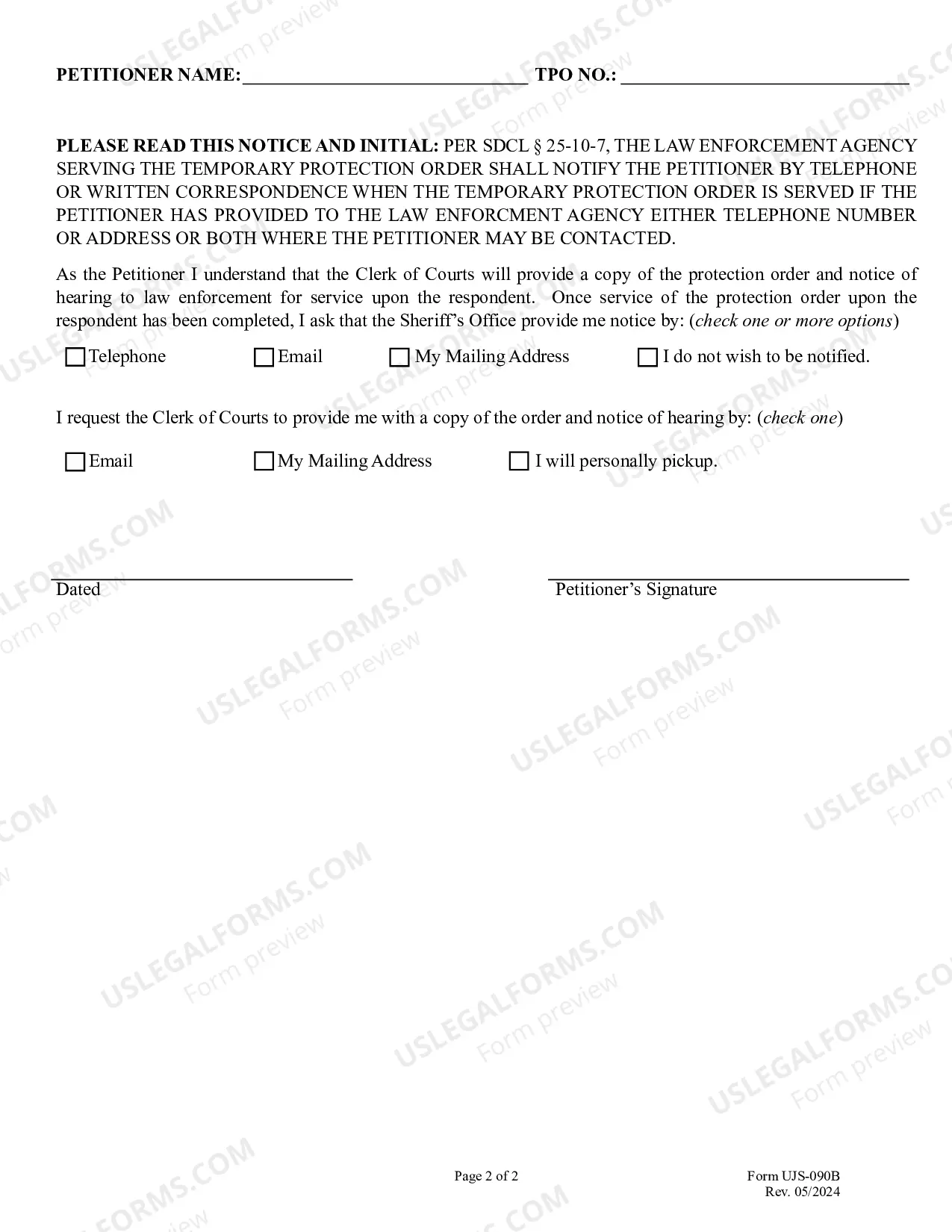 Preview Petitioner Information Form