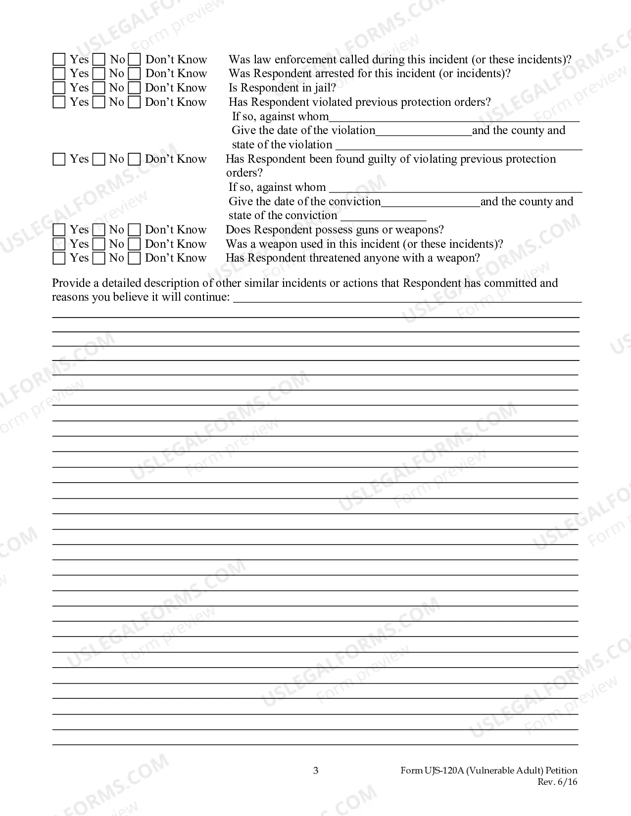 Preview Petition for Vulnerable Adult Protection Order