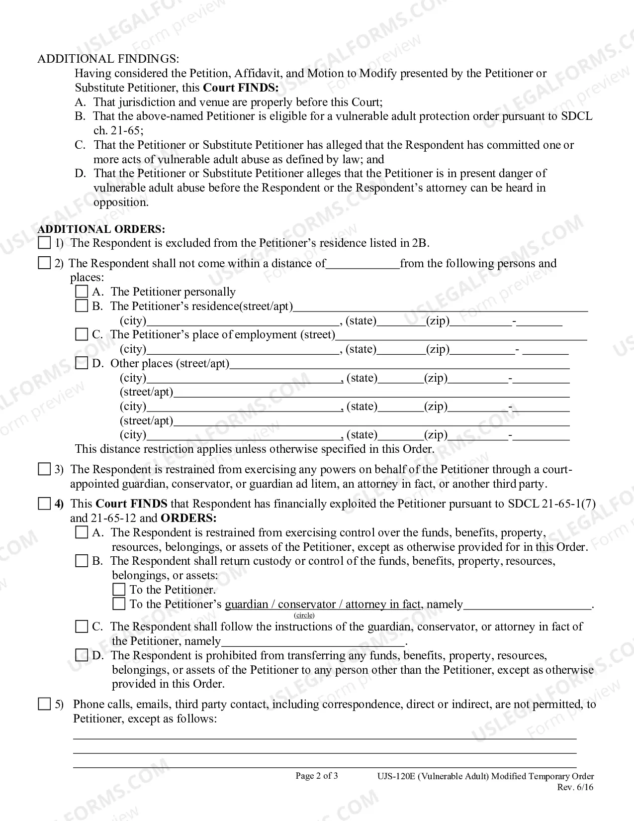Preview Modification of Vulnerable Adult Temporary Protection Order