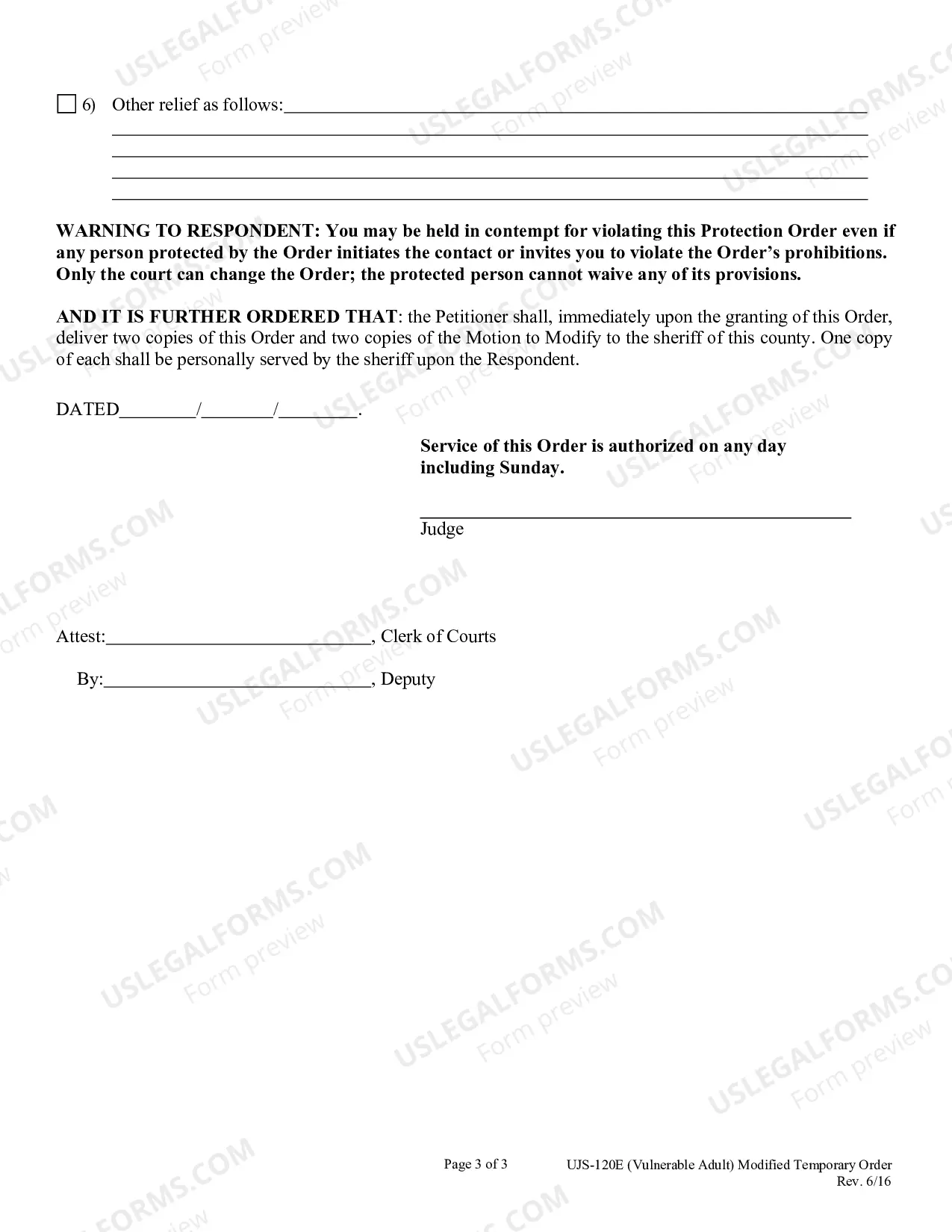 Preview Modification of Vulnerable Adult Temporary Protection Order