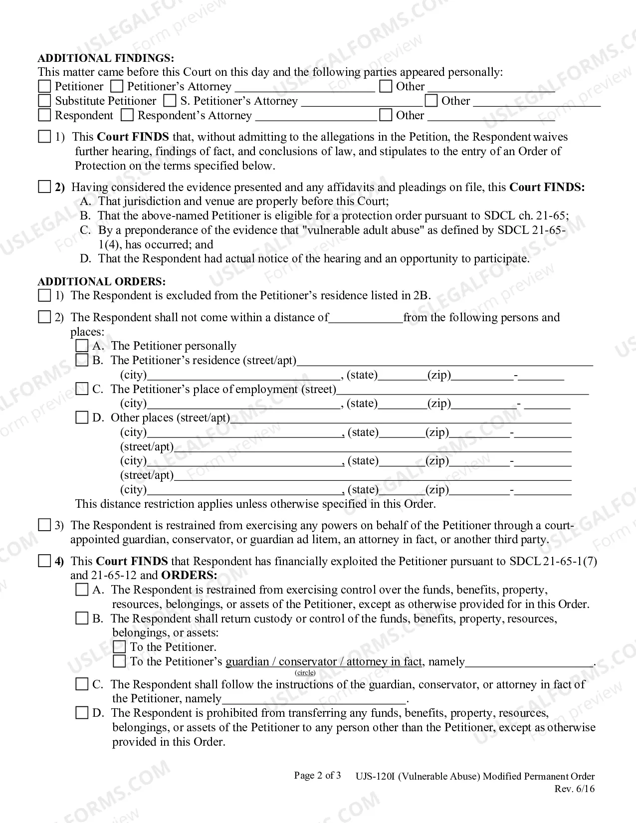Preview Modification of Vulnerable Adult Permanent Protection Order